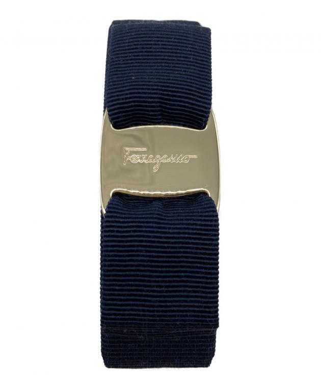【Ferragamo】紺リボンバレッタ 中古・古着通販】Salvatore Ferragamo (サルヴァトーレ フェラガモ