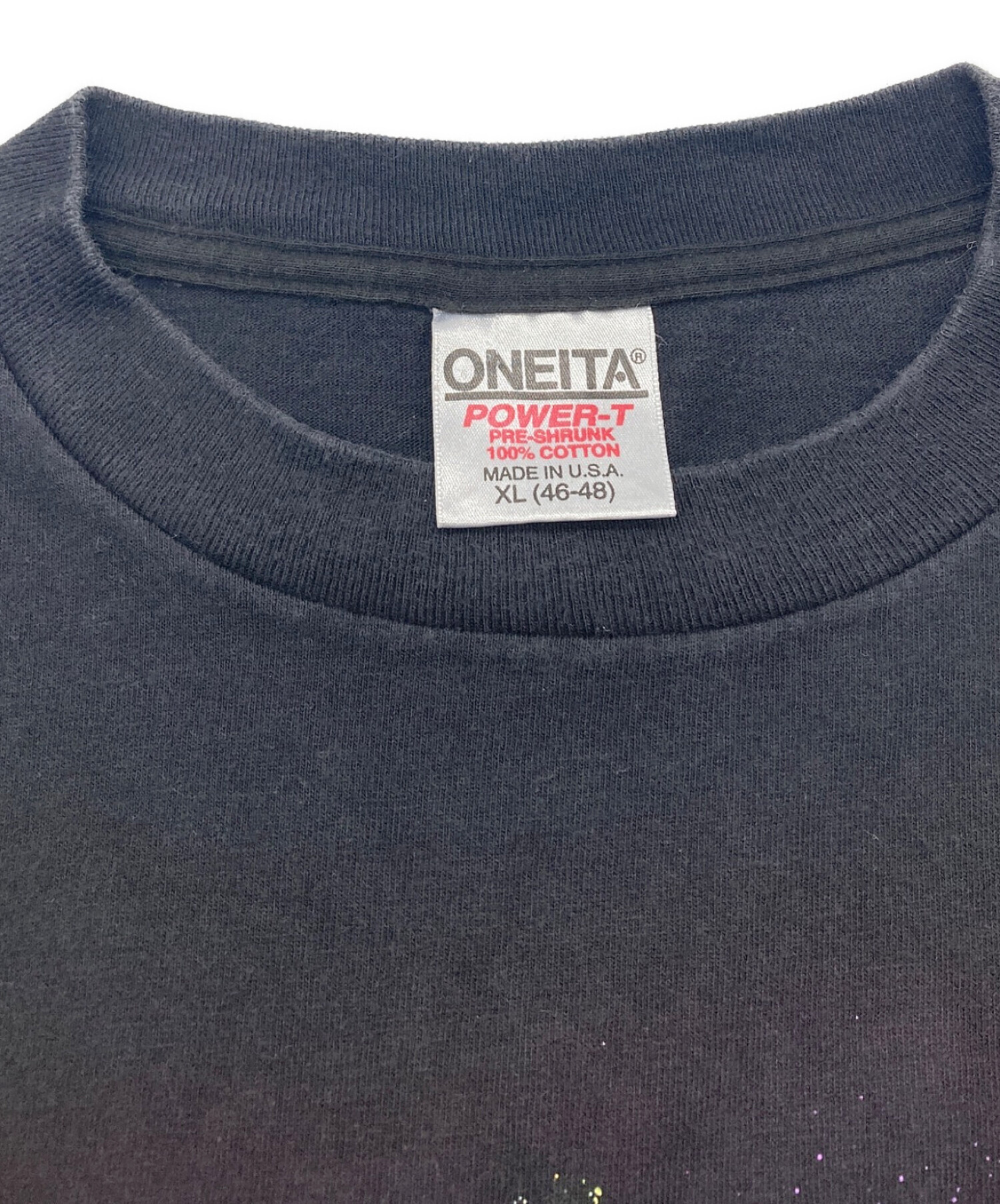 中古・古着通販】ONEITA (オニータ) プリントTシャツ ブラック サイズ 