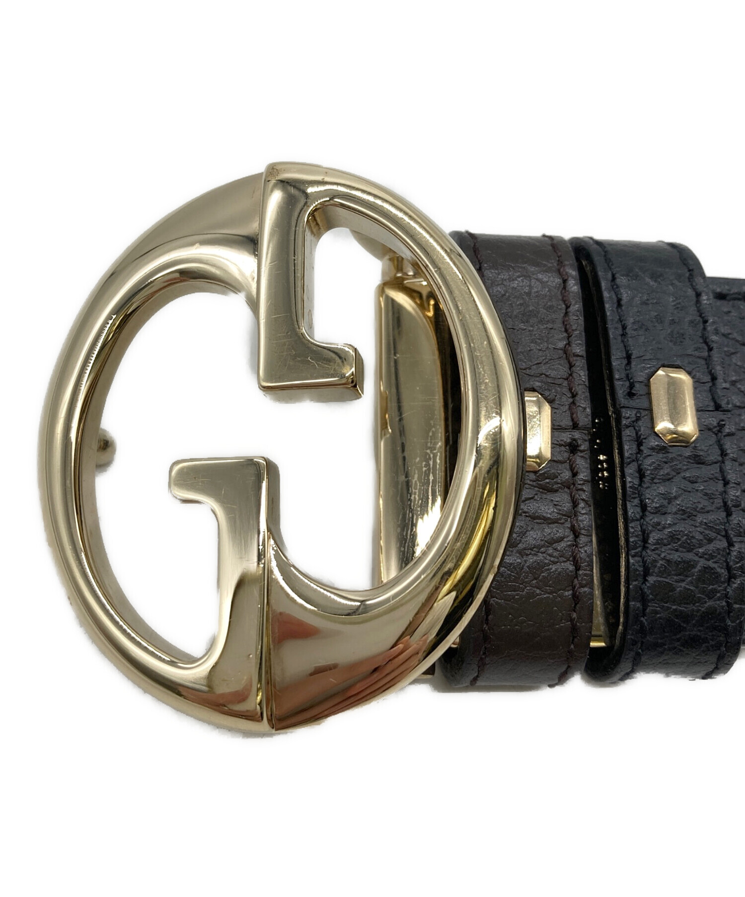 中古・古着通販】GUCCI (グッチ) GGロゴリバーシブルベルト ブラック