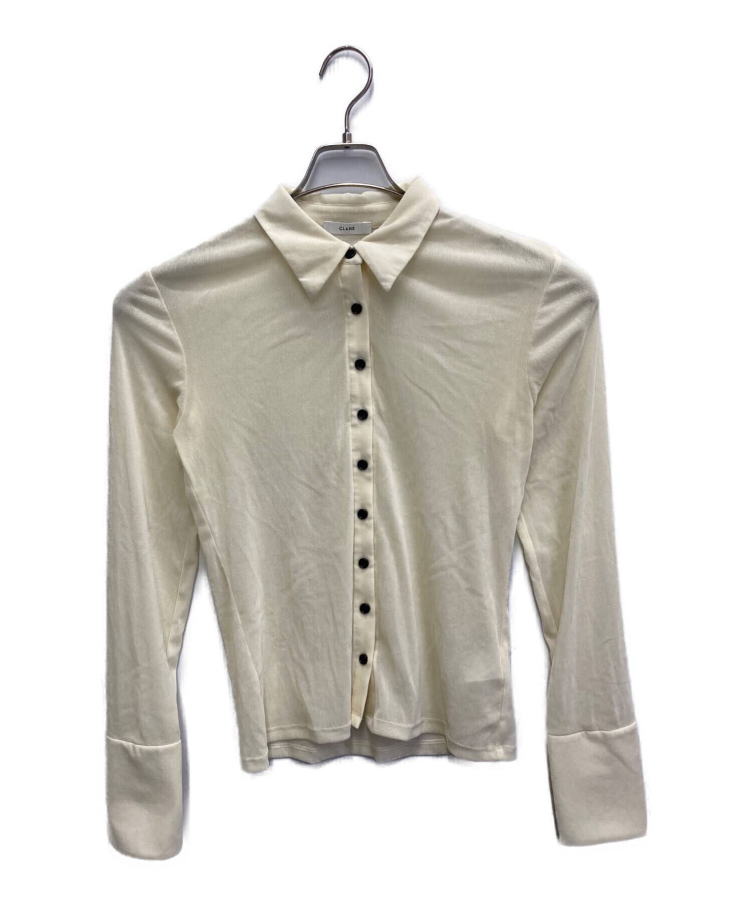 中古・古着通販】CLANE (クラネ) TULLE FLOCKY POLO SHIRTS ベージュ