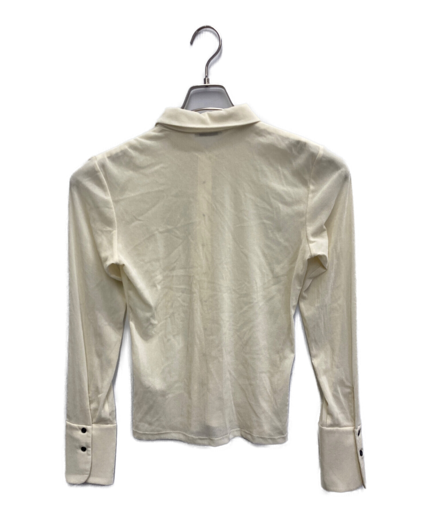 中古・古着通販】CLANE (クラネ) TULLE FLOCKY POLO SHIRTS ベージュ
