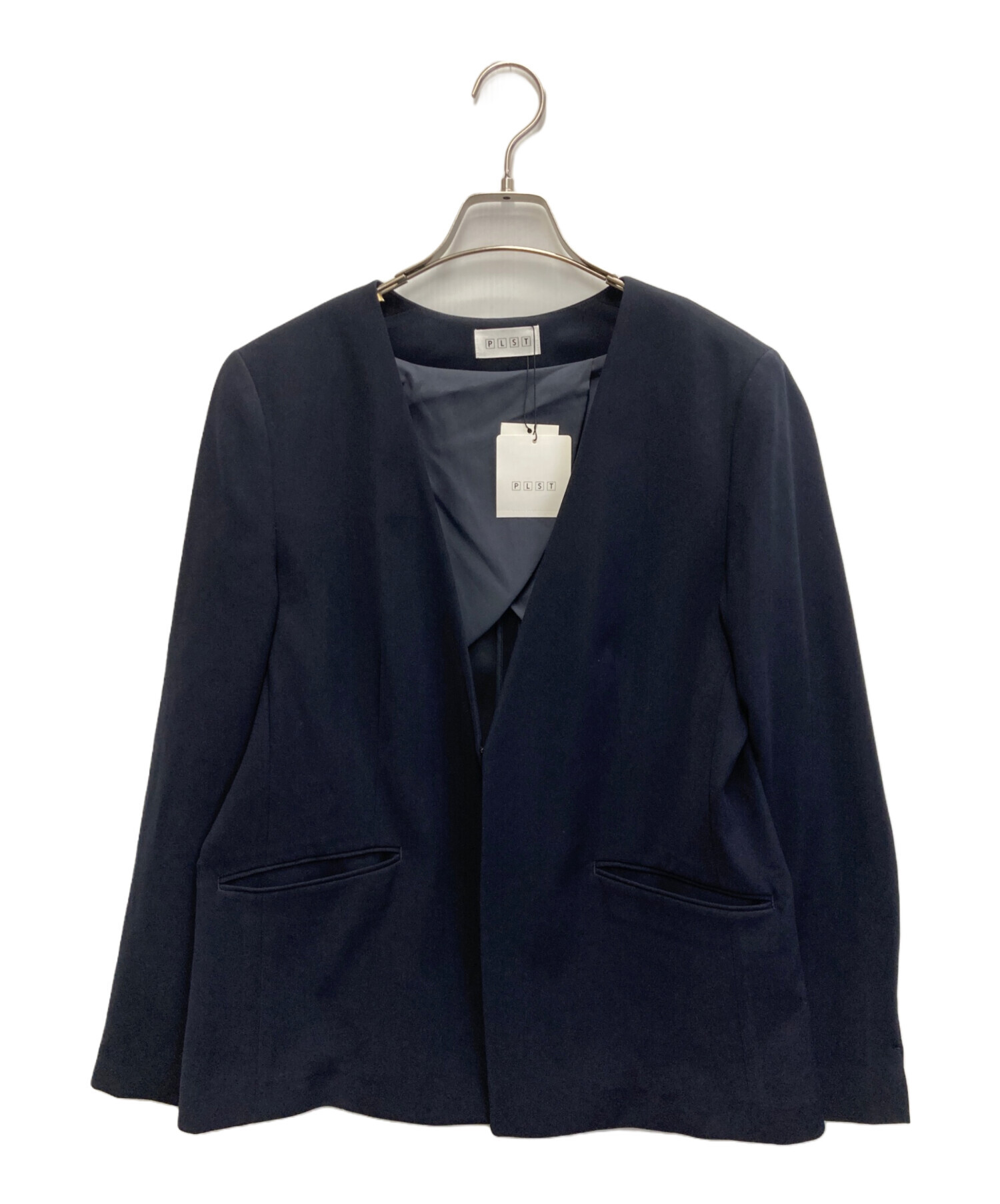 中古・古着通販】PLST (プラステ) ノーカラージャケット ネイビー