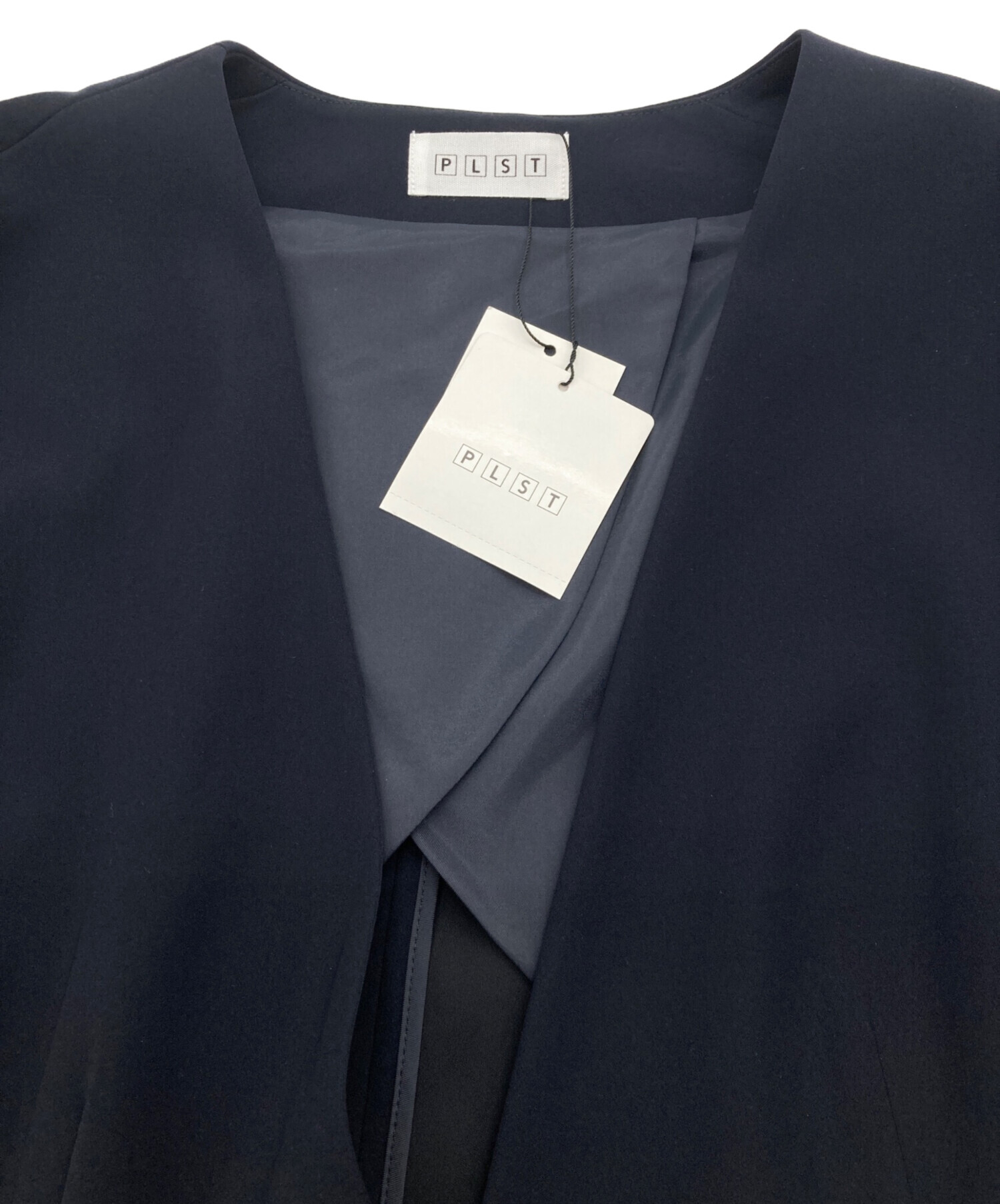 中古・古着通販】PLST (プラステ) ノーカラージャケット ネイビー