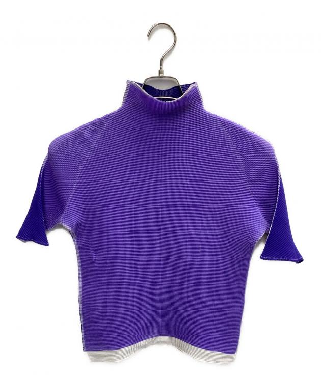イッセイミヤケ　プリーツプリーズパープルベスト Vネック 中古・古着通販】ISSEY MIYAKE PLEATS(T.) (イッセイミヤケ プリーツ