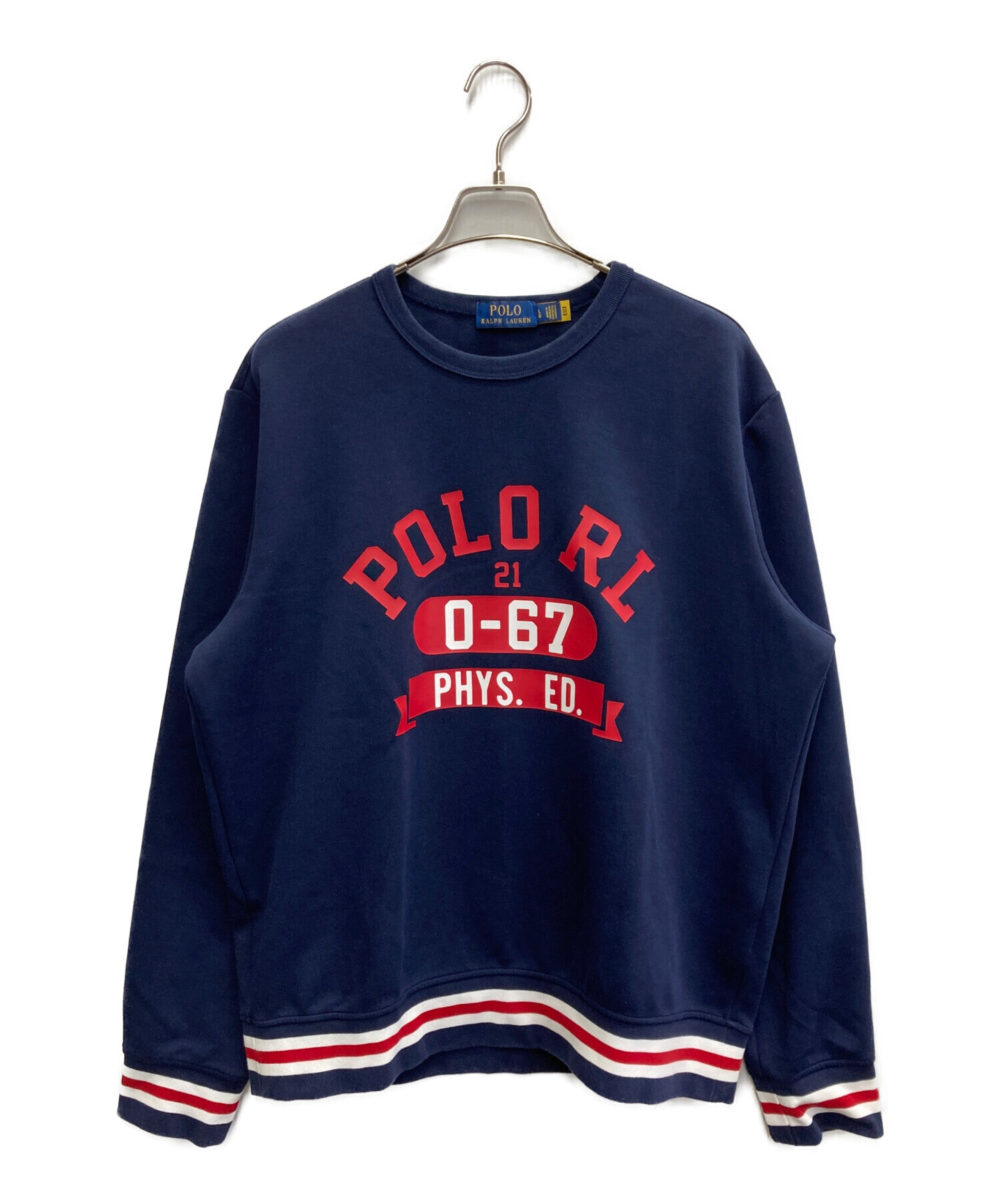 ポロラルフローレン スウェットトレーナー LG ネイビー 刺繍ロゴ 美品 中古・古着通販】POLO RALPH LAUREN (ポロ・ラルフローレン) ロゴ
