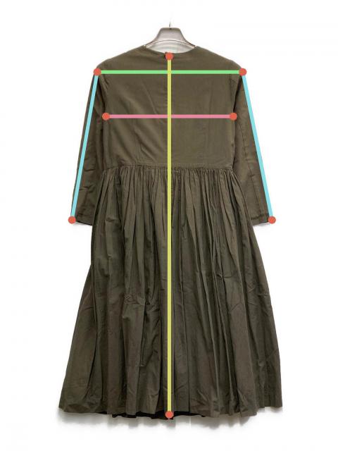 中古・古着通販】YAECA (ヤエカ) リネン混ギャザーワンピース オリーブ