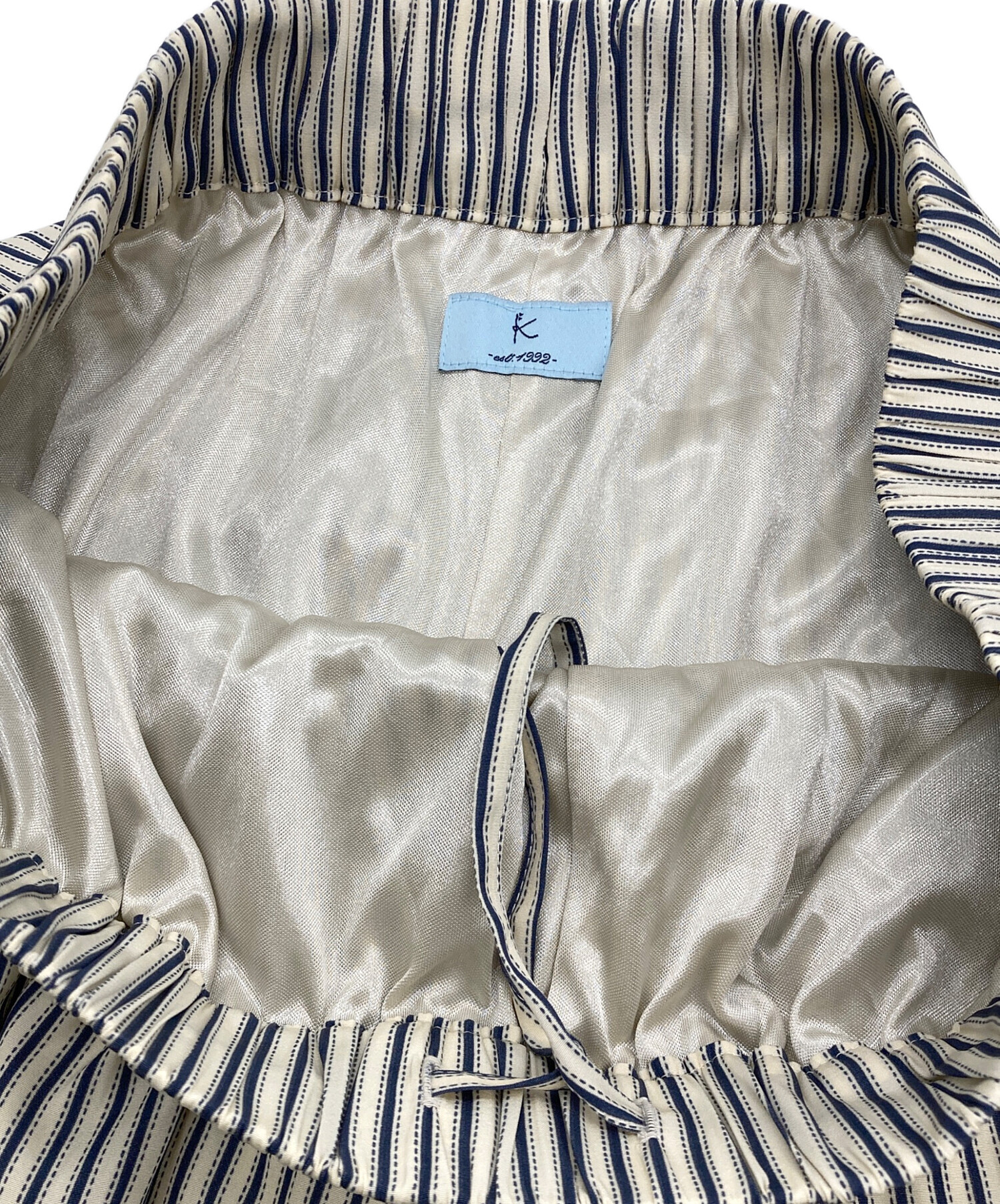 中古・古着通販】K (組曲) ストライプパンツ ホワイト×ネイビー サイズ