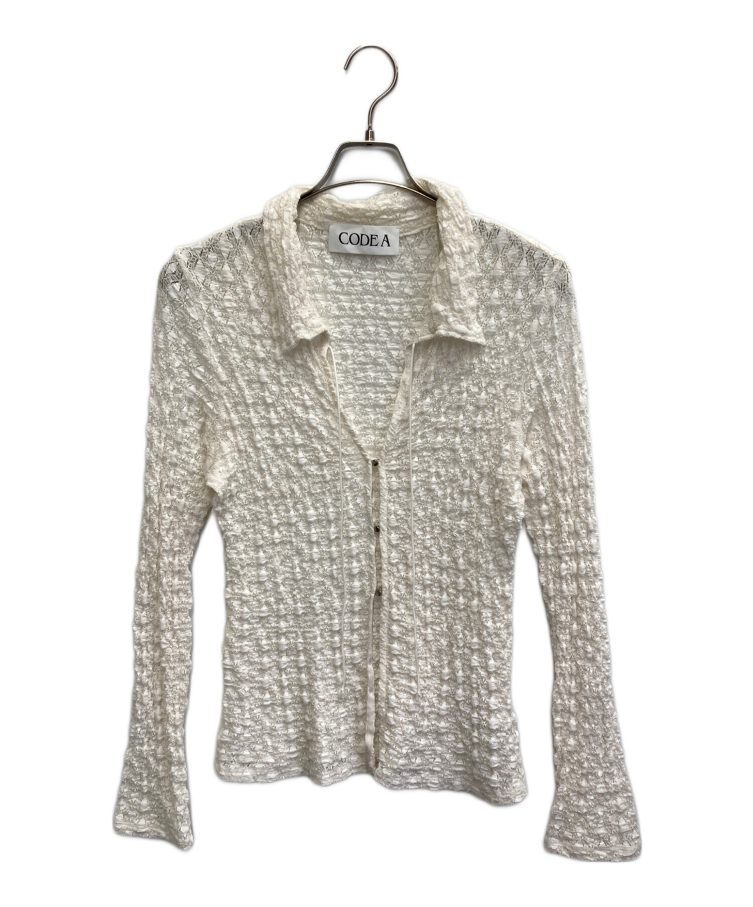 中古・古着通販】CODEA (コードエー) shrink lace blouse ホワイト 