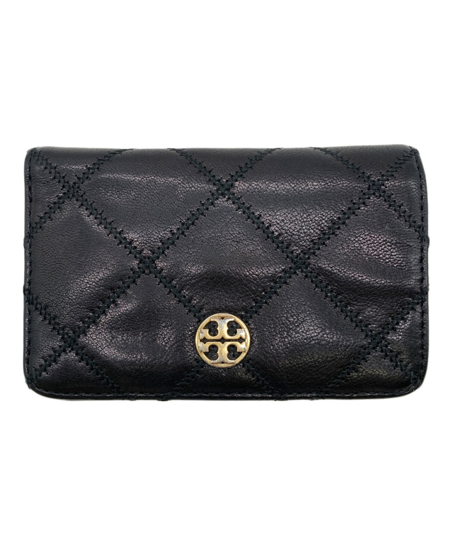 トリーバーチ 二つ折り 財布 ブラック 新品 キルティング 中古・古着通販】TORY BURCH (トリーバーチ) キルト2つ折り財布