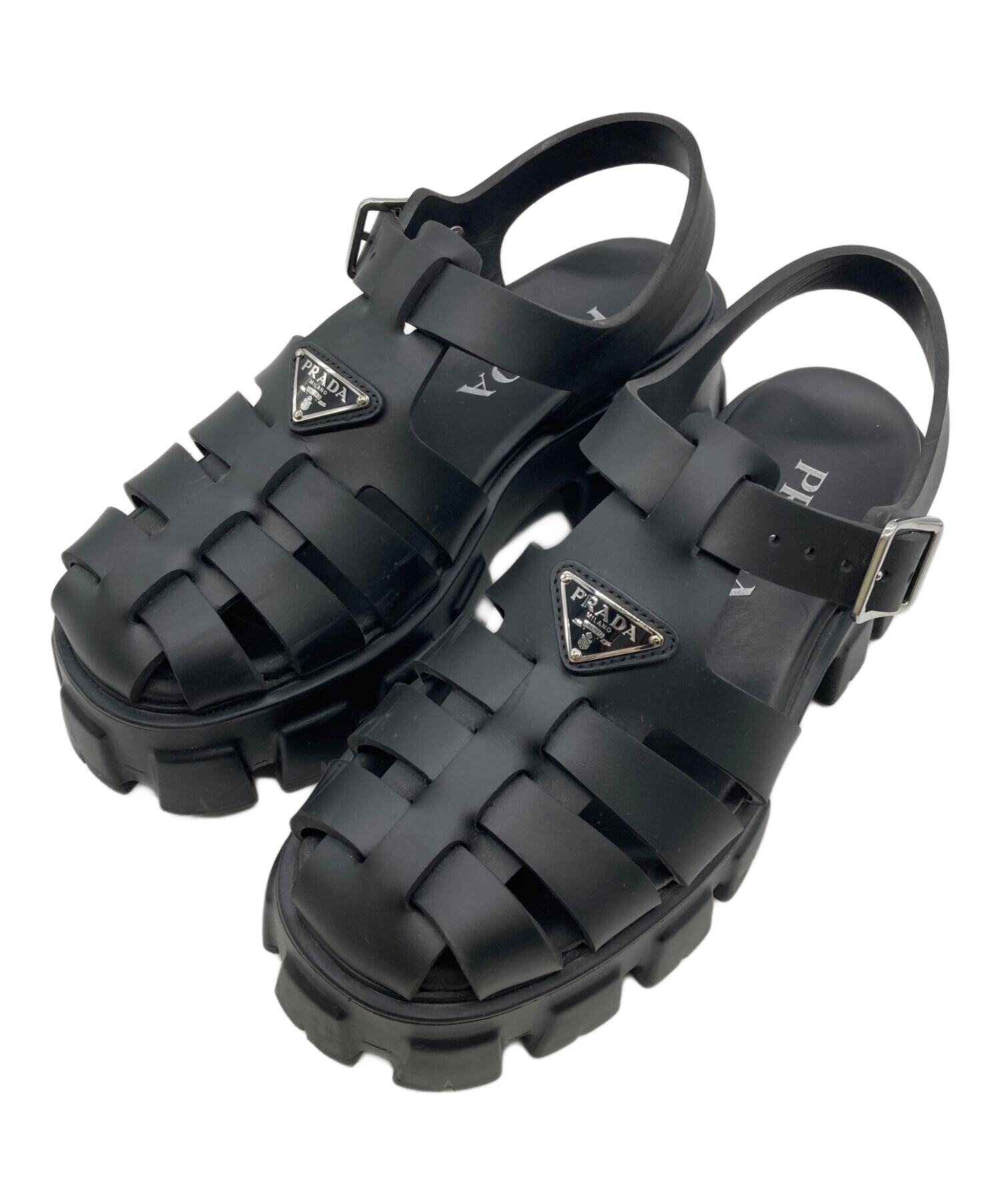 中古・古着通販】PRADA (プラダ) モノリスラバーサンダル ブラック