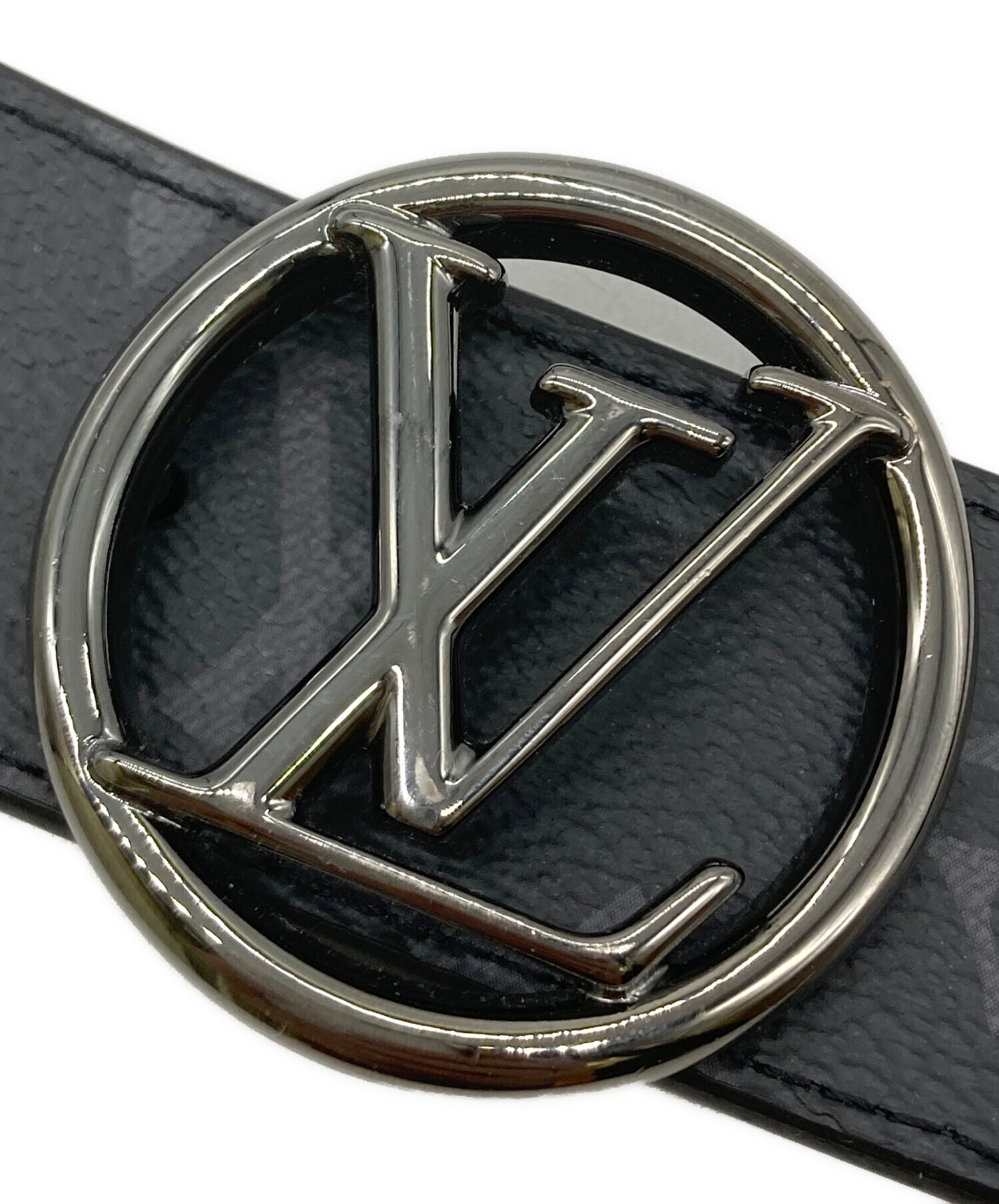 Louis Vuitton ブラックレザーベルト 中古・古着通販】LOUIS VUITTON (ルイ ヴィトン) PVC レザー ベルト