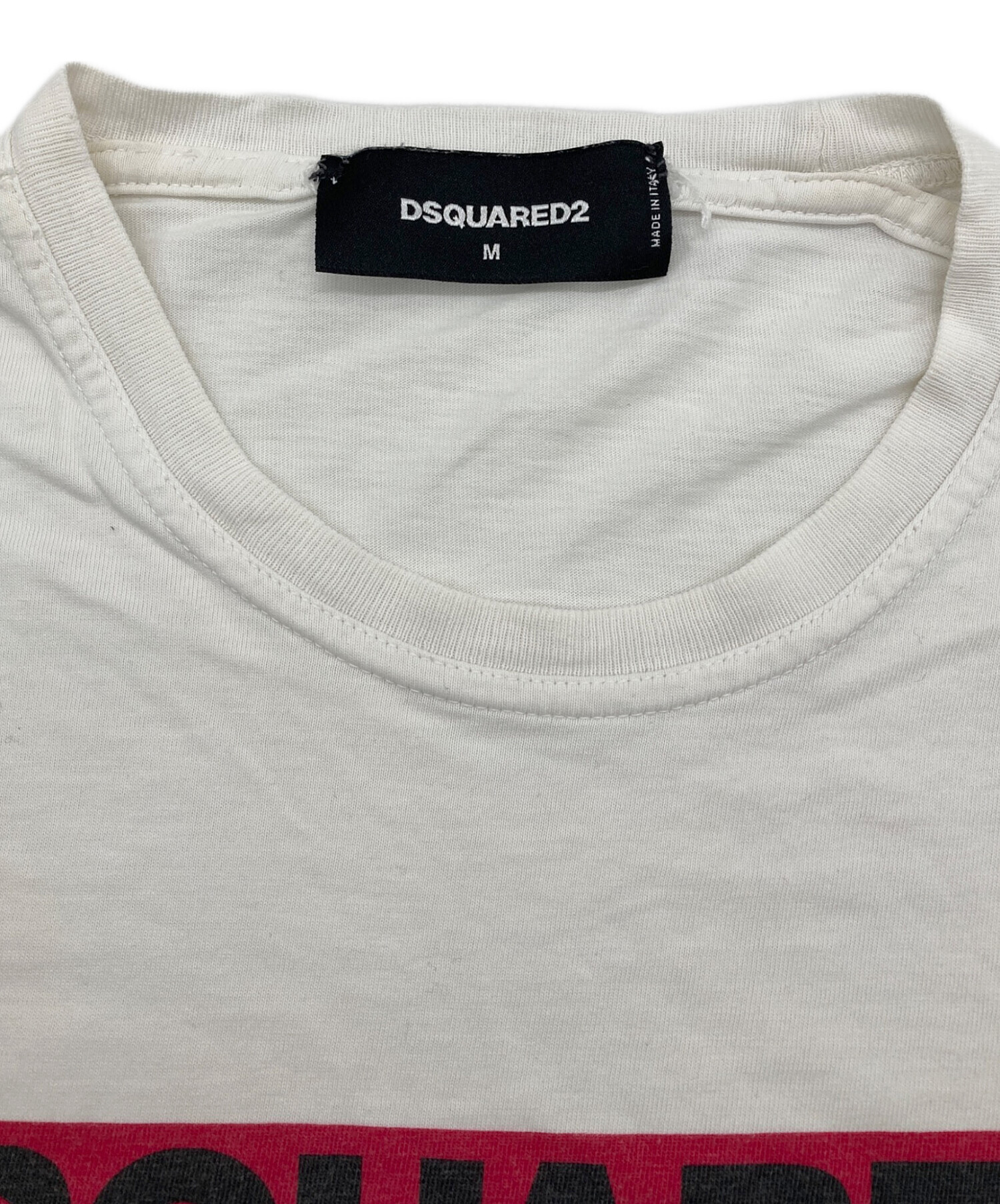 【未使用】DSQUARED2 テープロゴ　ボックスロゴ　半袖Tシャツ　白　M 中古・古着通販】DSQUARED2 (ディースクエアード) プリントTシャツ
