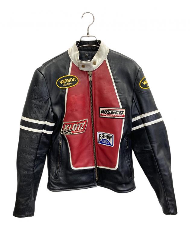 Vanson RJPレザー バイカージャケット 黒/赤 中古・古着通販】VANSON (バンソン) RJP シングルライダースレザー