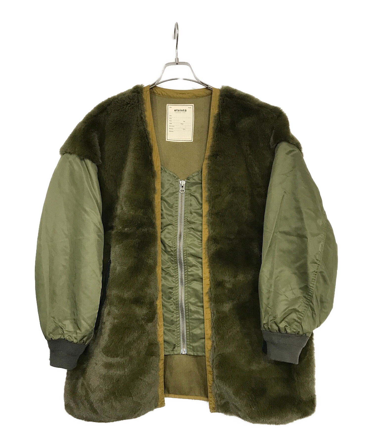 エシンタ etsinta ファーブルゾン カーキ etsinta エシンタ ファー切替