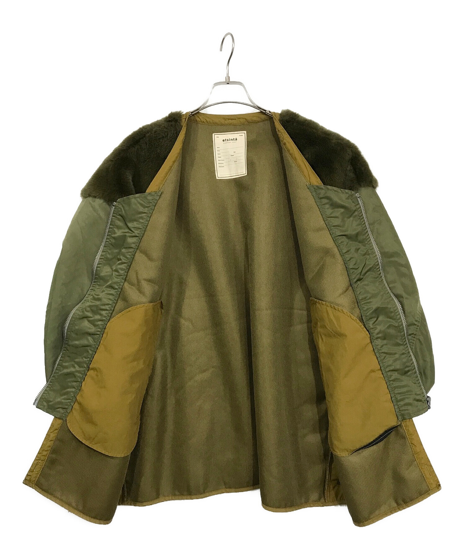 エシンタ ファー切替ジャケット カーキ CIAOPANIC TYPY｜【etsinta
