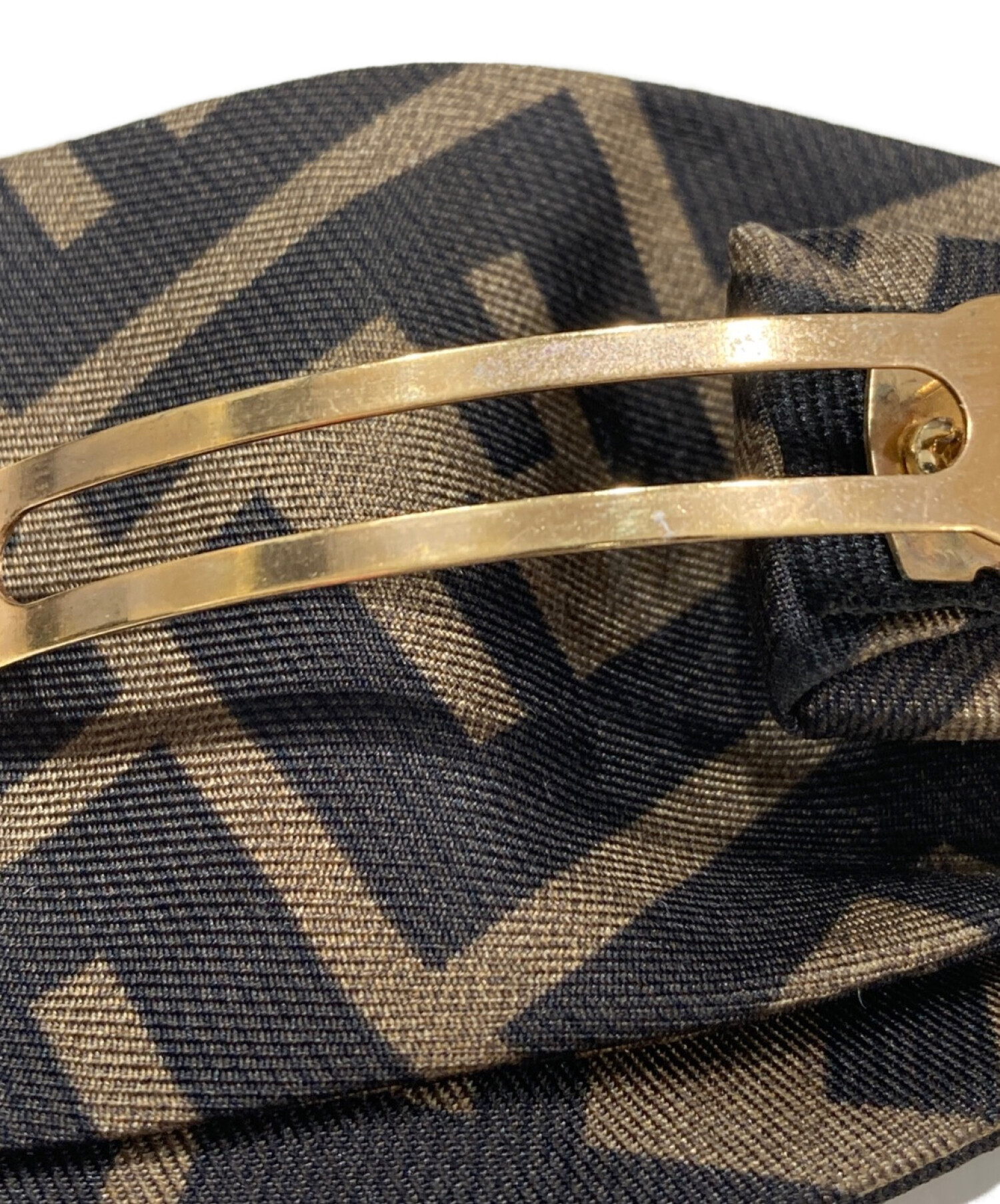 中古・古着通販】FENDI (フェンディ) FFヘアリボンバレッタ ブラウン