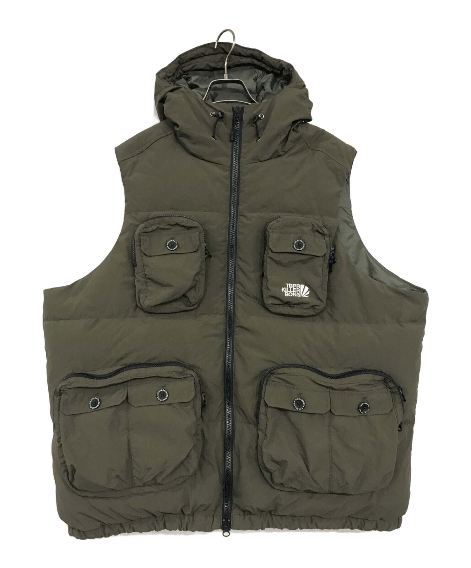 TIGHTBOOTH フード付きダウンベスト Lサイズ オリーブ tight booth ダウンベスト TIGHTBOOTH フード付きダウンベスト Lサイズ