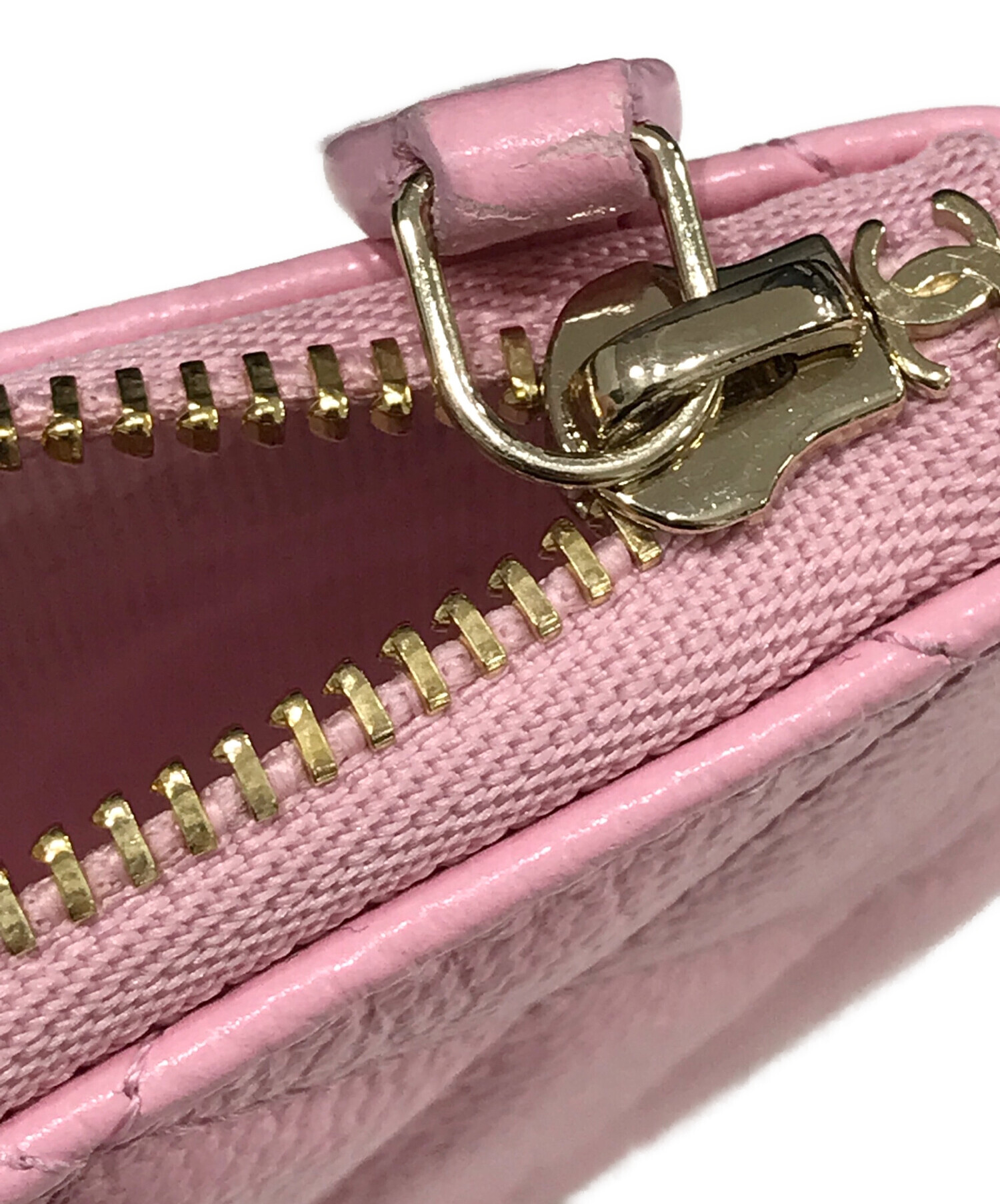 希少美品 CHANEL シャネル キャビアスキン ポーチ ゴールド金具 ピンク シャネル ボーイシャネル キャビアスキン チェーンショルダー