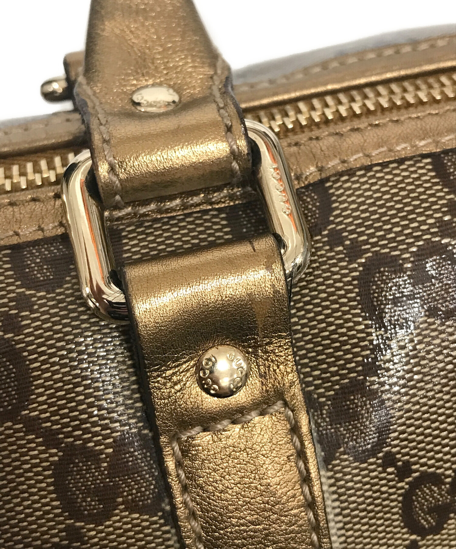 中古・古着通販】GUCCI (グッチ) GGミニボストンバッグ ゴールド