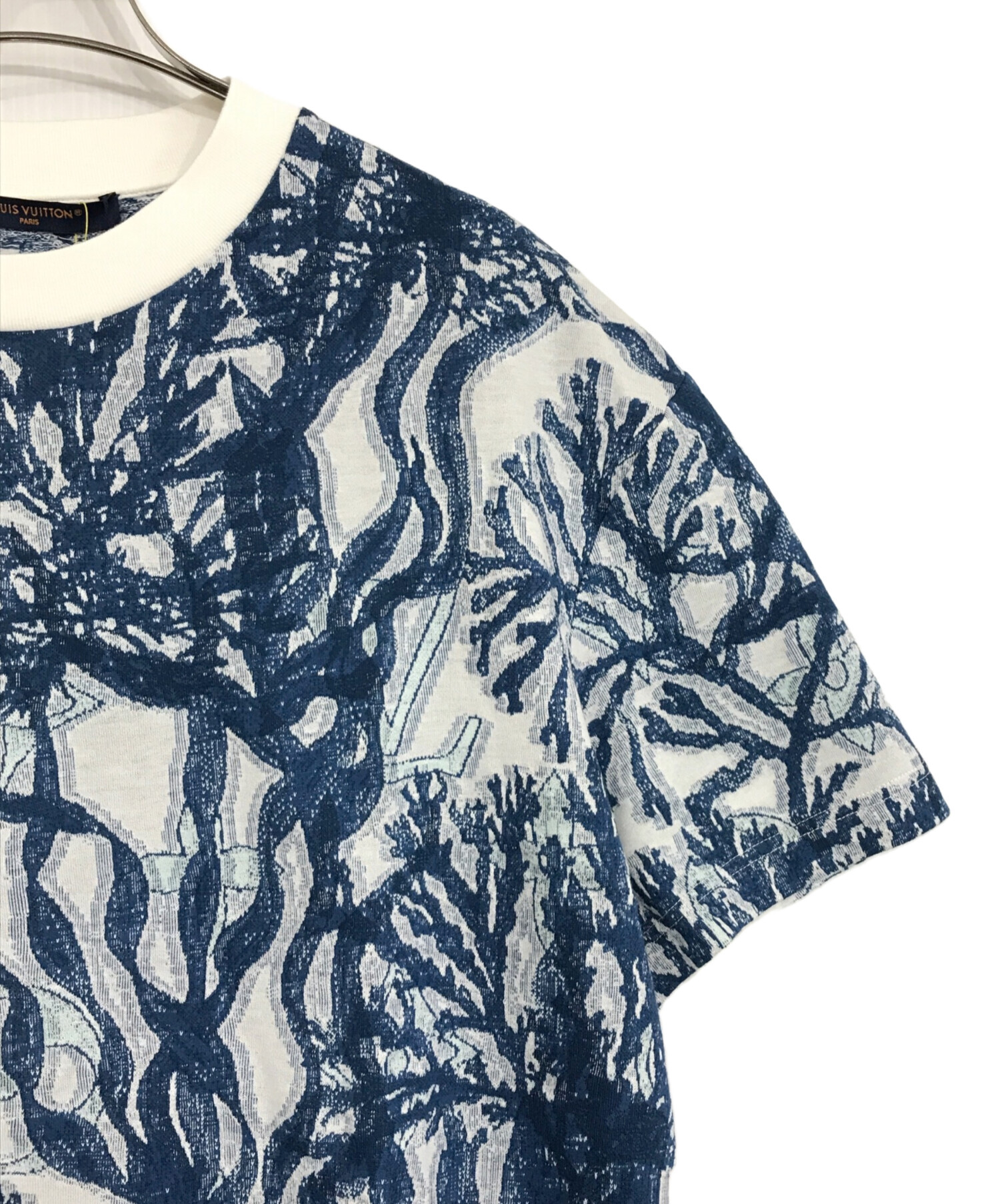 【LOUIS VUITTON/ルイ・ヴィトン】 RW232W ロゴ 半袖Ｔシャツ コットン ホワイト/ブルー メンズ【中古】【真子質店】【GD】【DSMo】 LOUIS VUITTON/ルイ・ヴィトン】 RW232W ロゴ 半袖Tシャツ コットン