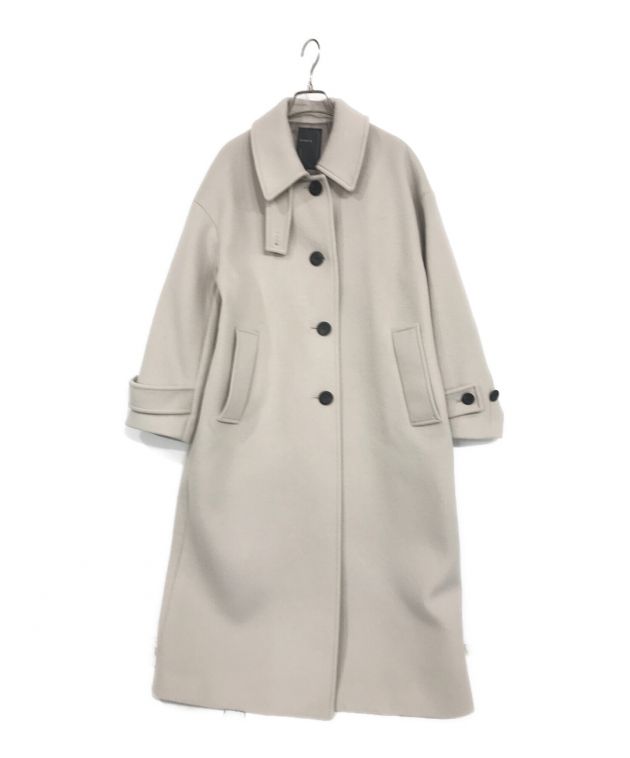 美品♡近年♡ノーブル リバーノーカラーコート ベルデットコート カーキ 36 ノーブル NOBLE W/Nyリバーノーカラーコート ベルテッド 36 ブラウン