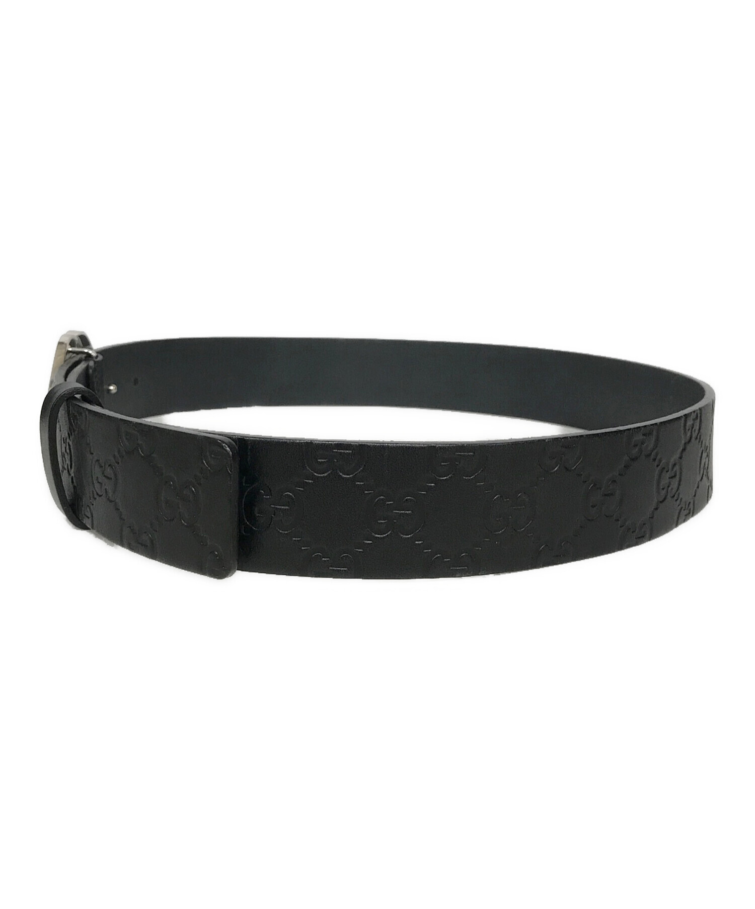 中古・古着通販】GUCCI (グッチ) グッチシマ レザーベルト ブラック