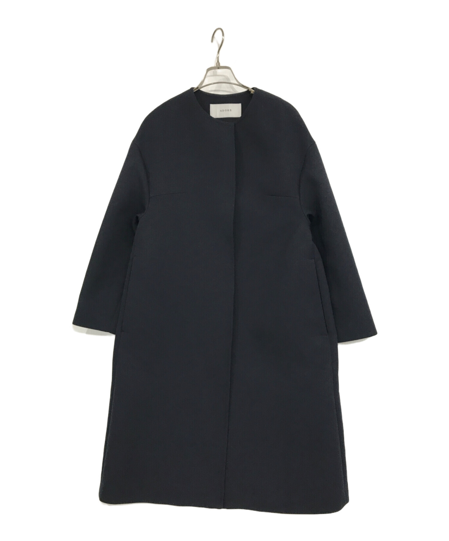ADORE / アドーア | ノーカラーミディコート | 36 | ネイビー ADORE / アドーア | ノーカラーミディコート | 36 | ネイビー