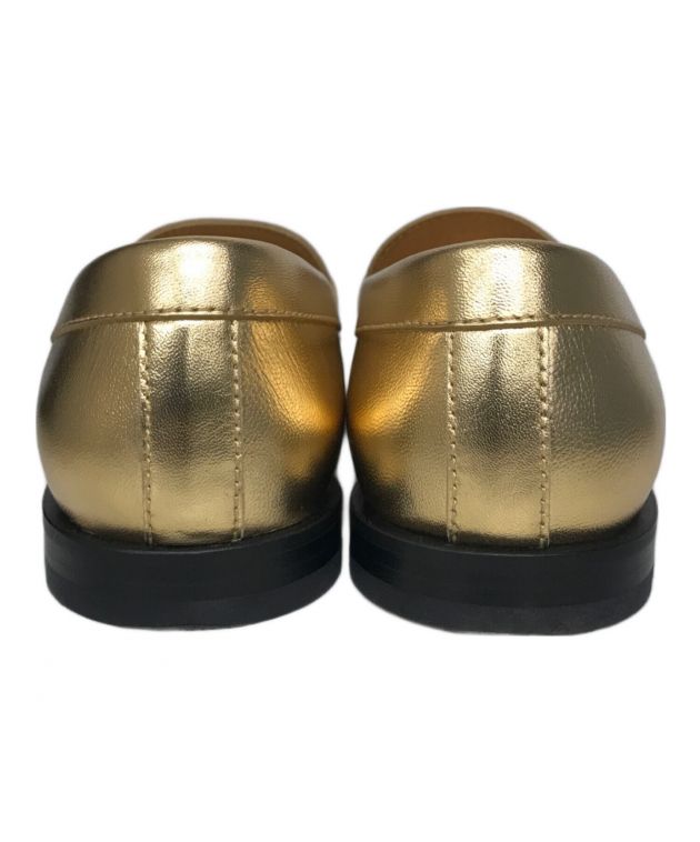 VALENTINO 38.5 ゴールド ローファー Vロゴ　アンティーク仕上げ VALENTINO 38.5 ゴールド ローファー Vロゴ アンティーク仕上げ