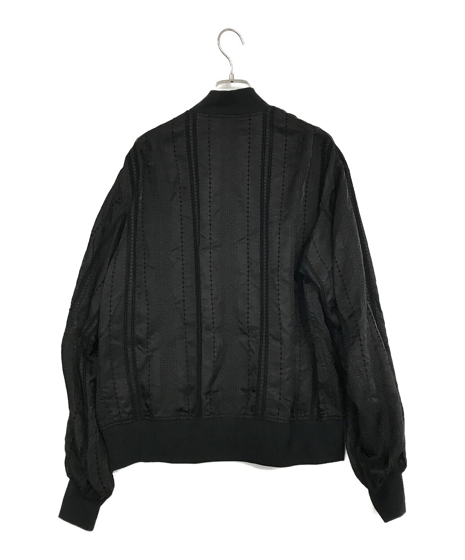 中古・古着通販】URU (ウル) レースデザインキュプラブルゾン ブラック  