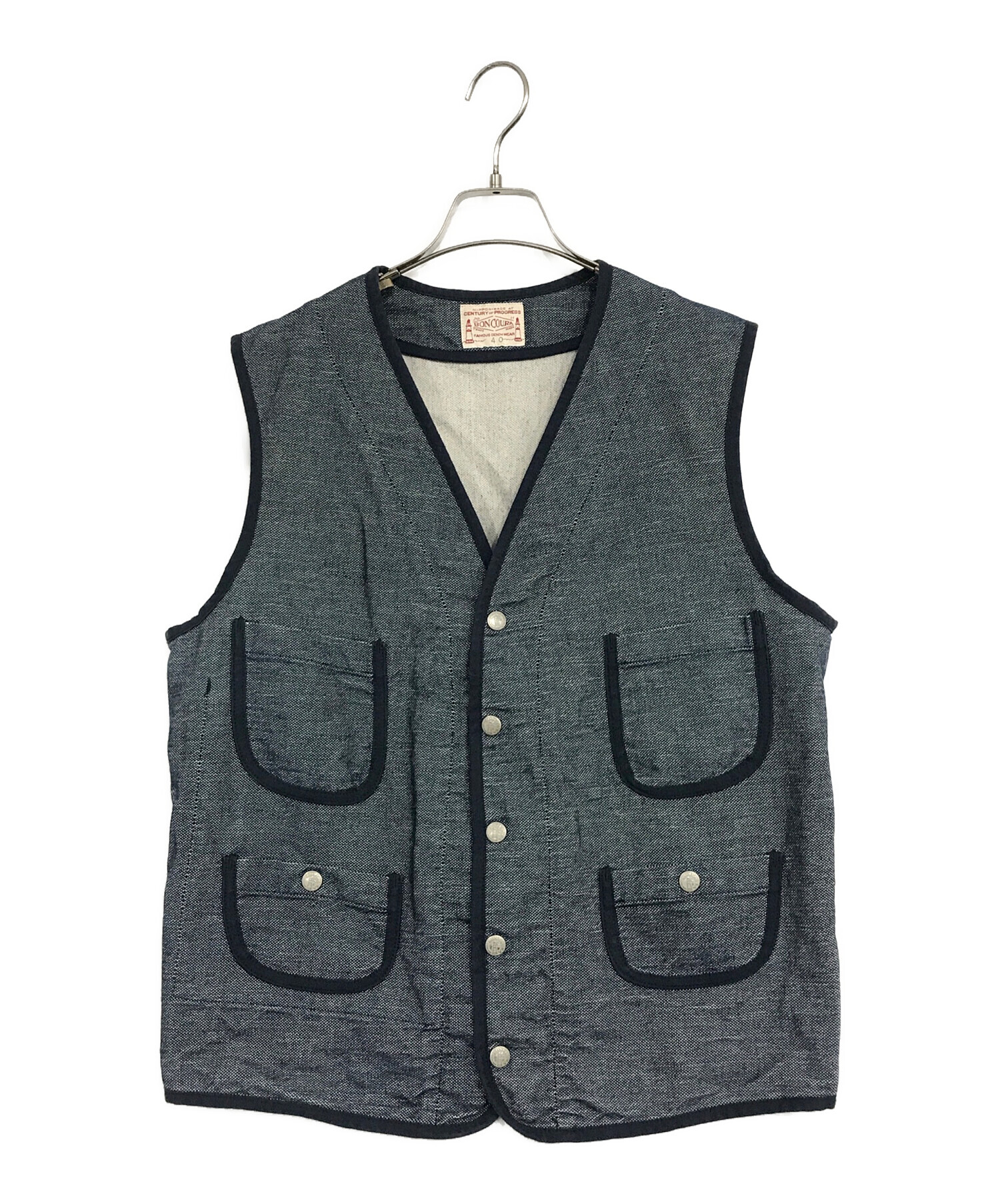 BONCOURA ボンクラ PIPING VEST パイピングベスト 38 GRAY STRIPE 
