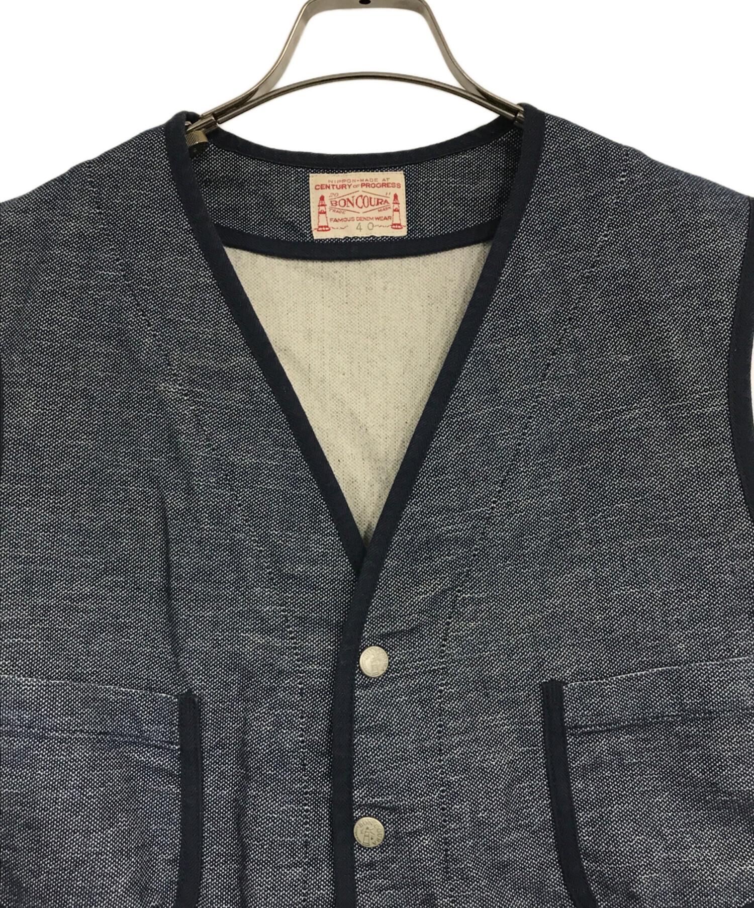 中古・古着通販】BONCOURA (ボンクラ) パイピングベスト ネイビー 