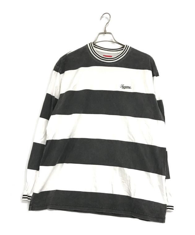 [中古美品] Supreme Striped LOGO L/S Top シュプリーム ストライプ ロゴ ロングスリーブTシャツ ボーダー ブラック Lサイズ トップス Supreme Fade Stripe L⁄S Top ⁄ L Supreme Fade Stripe L S