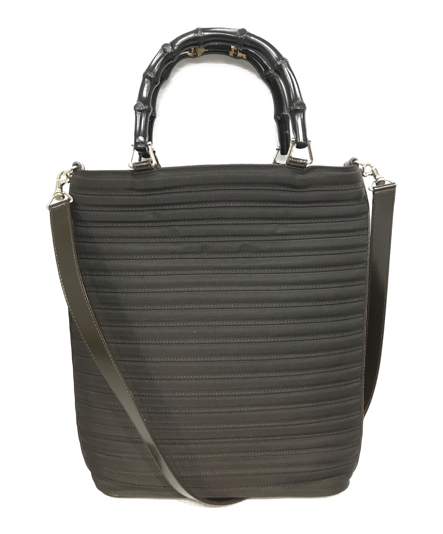 中古・古着通販】GUCCI (グッチ) バンブー2WAYバッグ ブラウン 