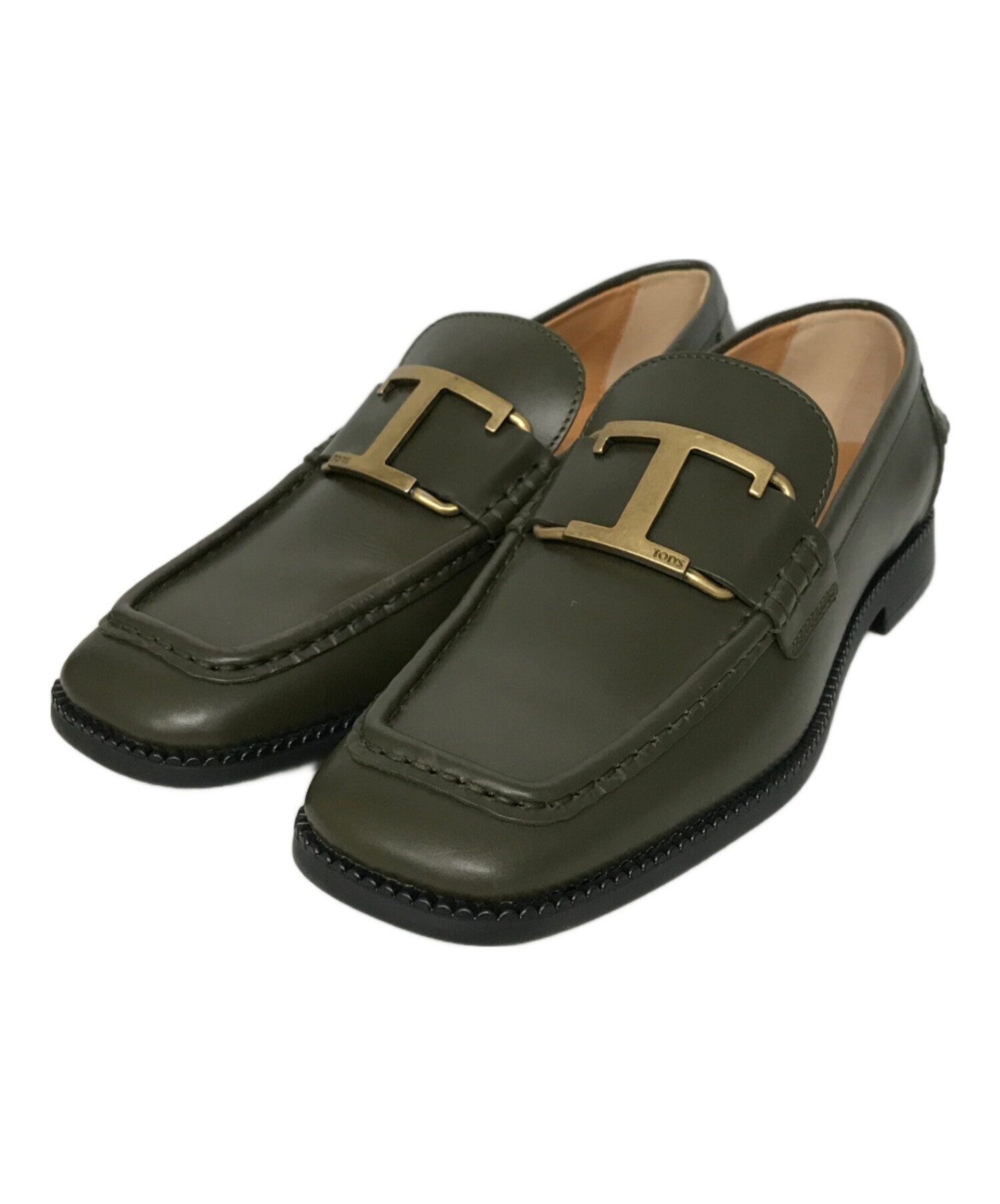 TOD'S ダークグリーン スクエアトゥ ローファー 中古・古着通販】TOD'S (トッズ) スクエアトゥローファー カーキ