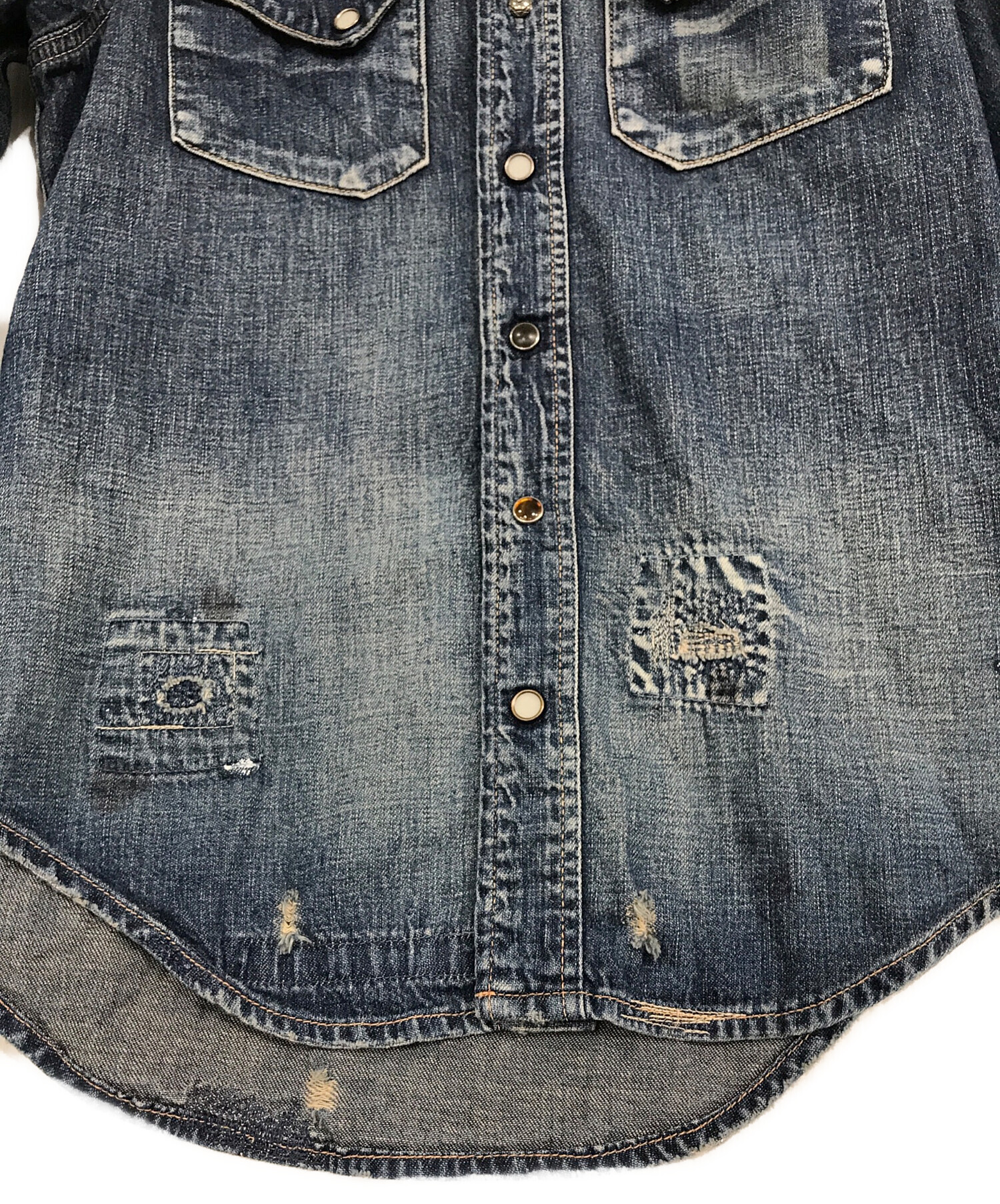 中古・古着通販】KAPITAL (キャピタル) ダメージ加工ウエスタンシャツ 