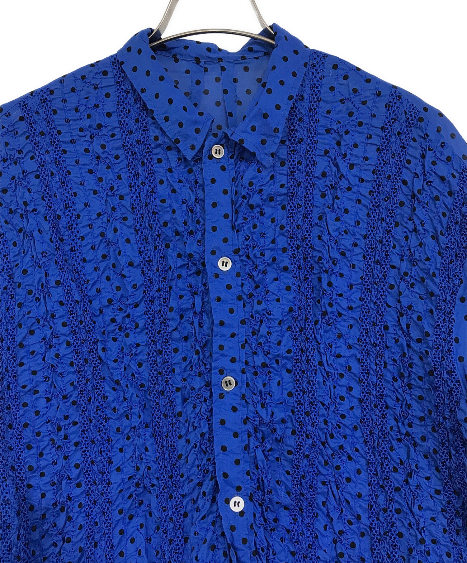 中古・古着通販】ZUCCA (ズッカ) ドットノースリーブワンピース ブルー 