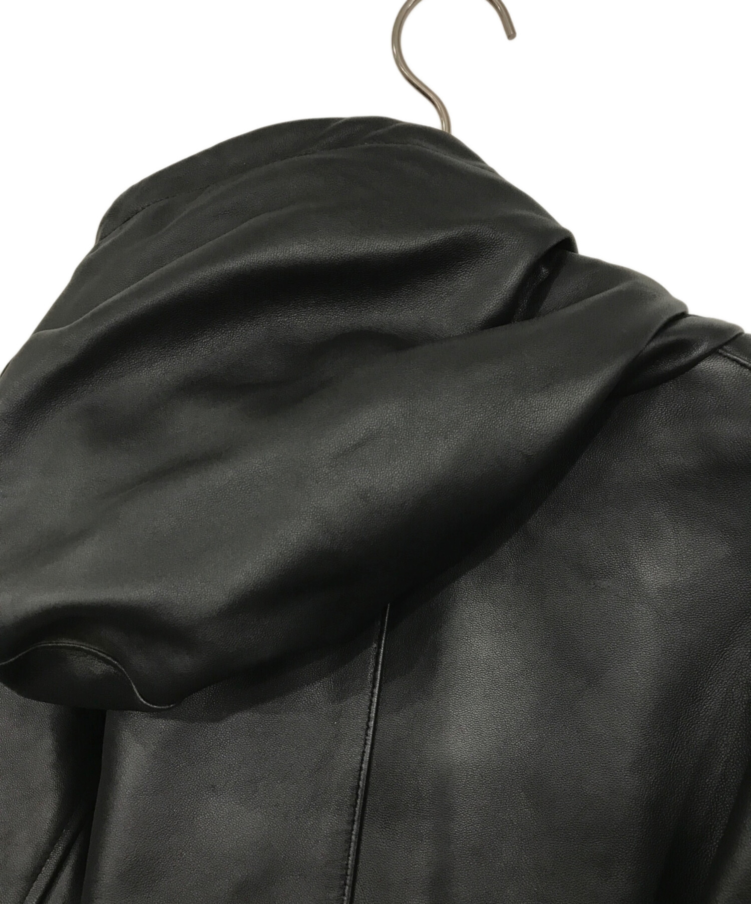 ショット フード レザー パーカー ジャケット ブラック 2XL XXL LEATHER HOOED JACKET/レザー フーデッドジャケット | Schott