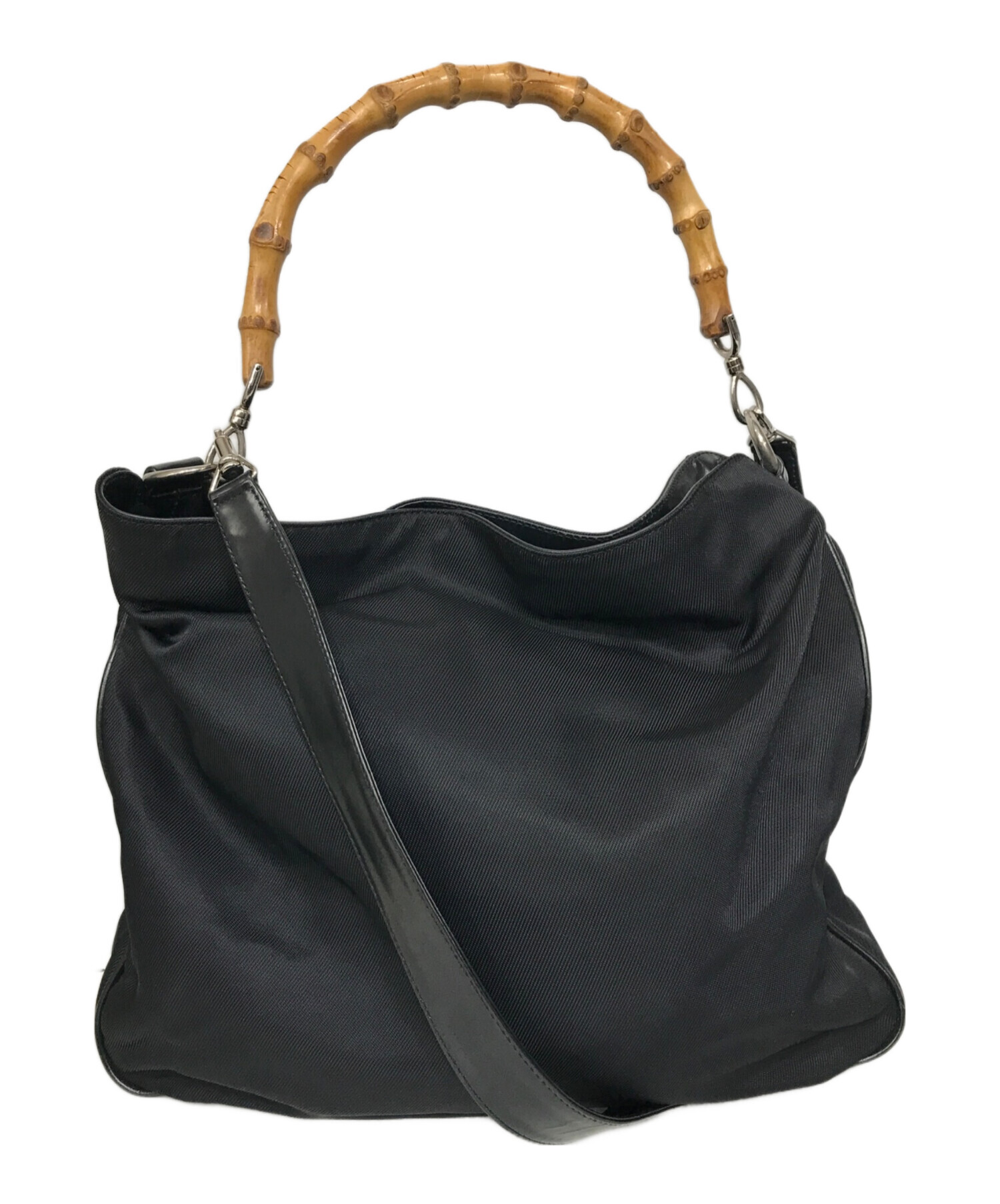 中古・古着通販】GUCCI (グッチ) バンブー2WAYバッグ ブラック 