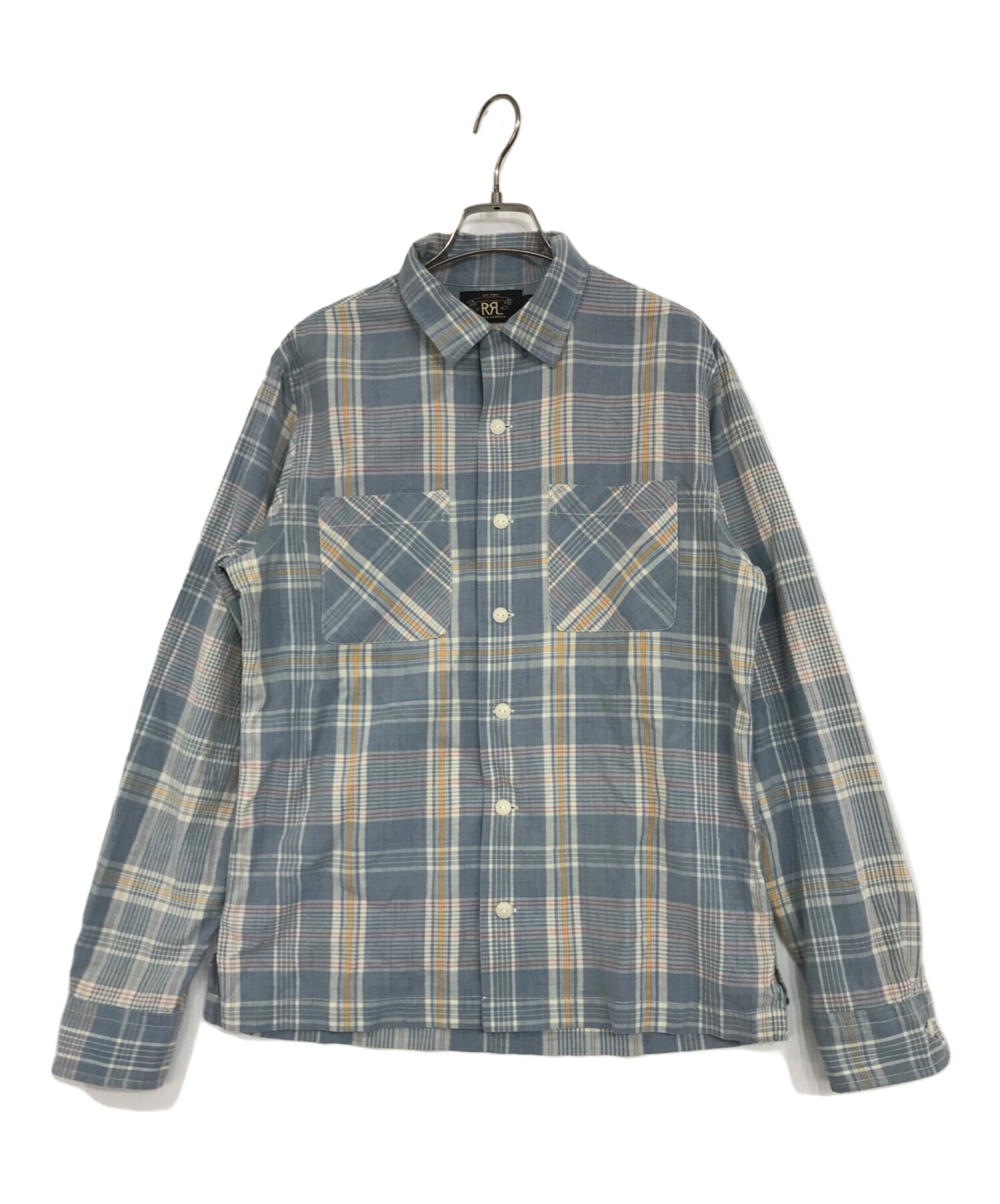 中古・古着通販】RRL (ダブルアールエル) オープンカラーシャツ ブルー 