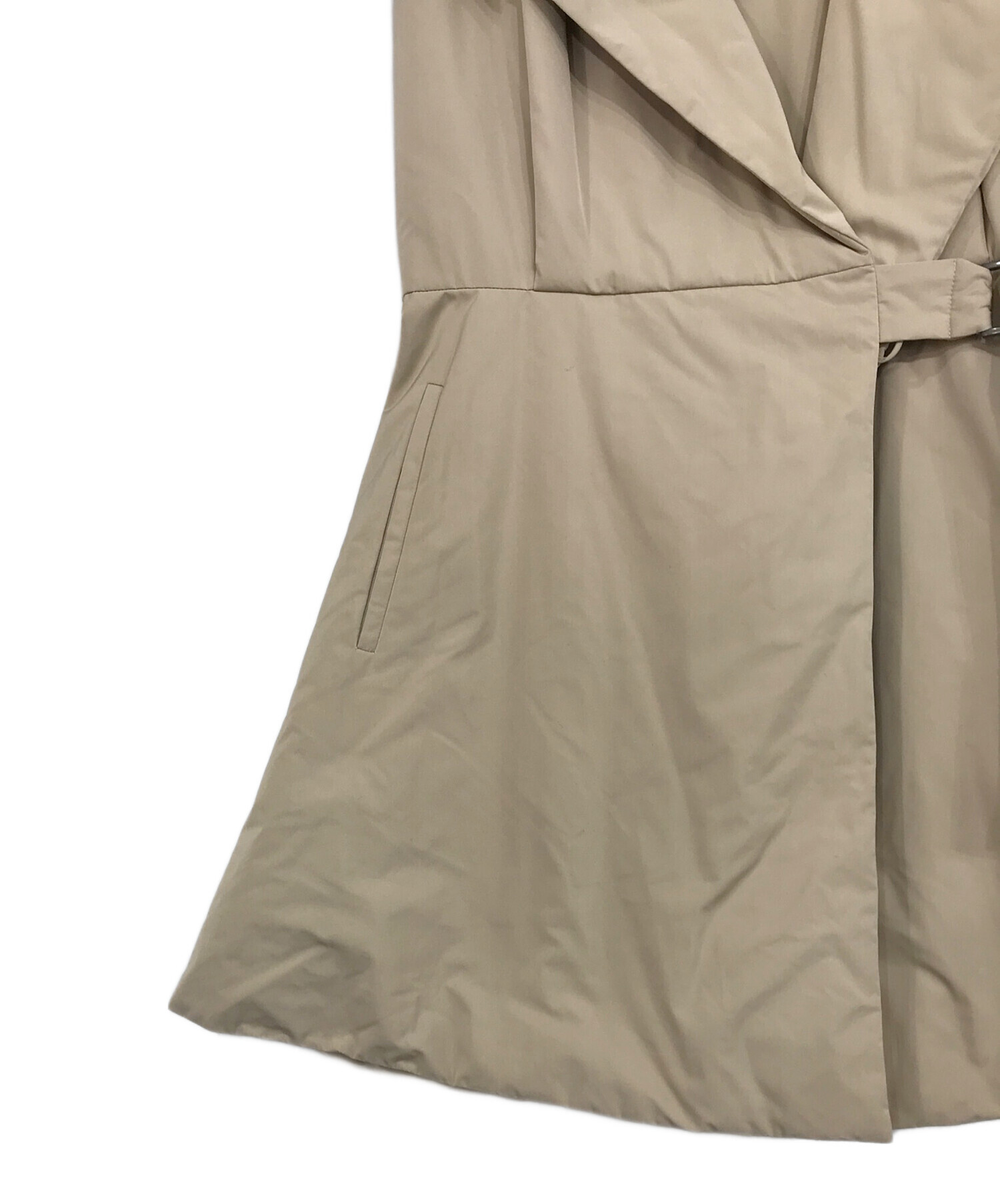 美品 フォクシー ラッフルシェイプ 中綿ロング ジレ コート 女優襟 40