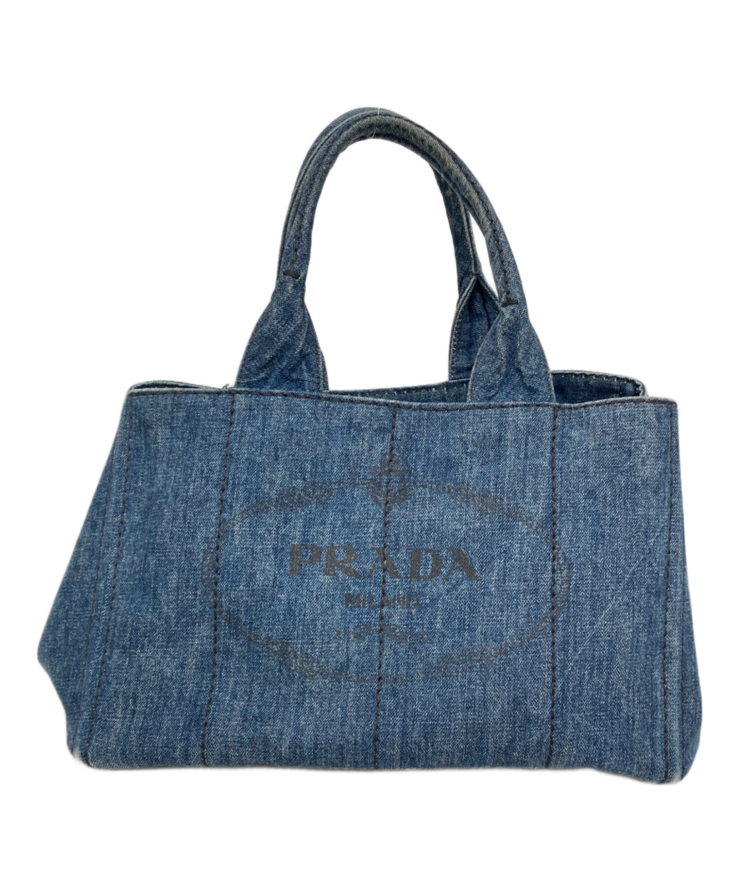 中古・古着通販】PRADA (プラダ) カナパデニムハンドバッグ ブルー