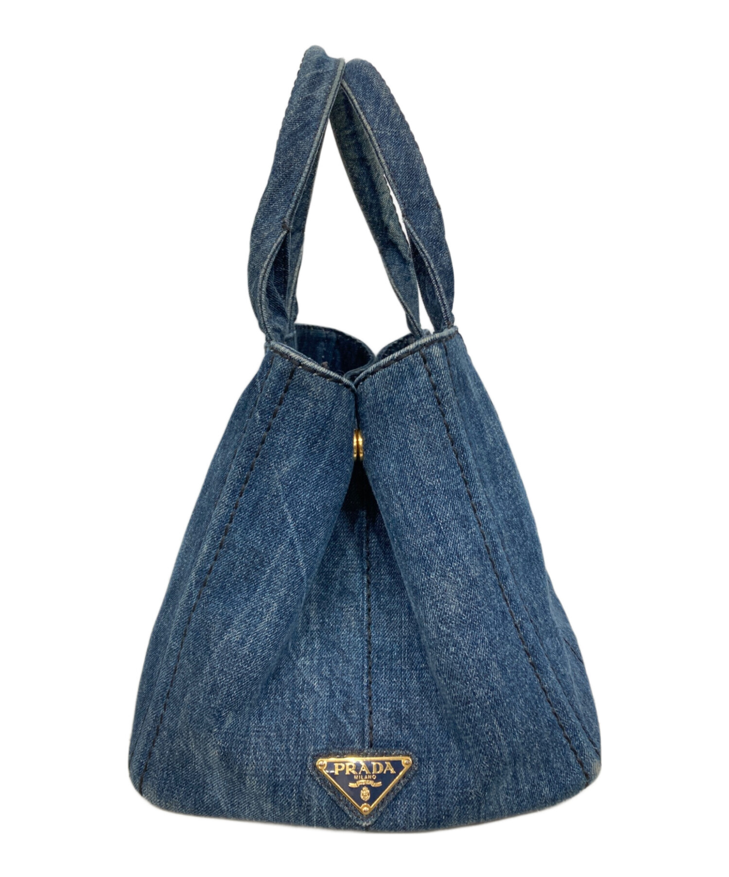 中古・古着通販】PRADA (プラダ) カナパデニムハンドバッグ ブルー