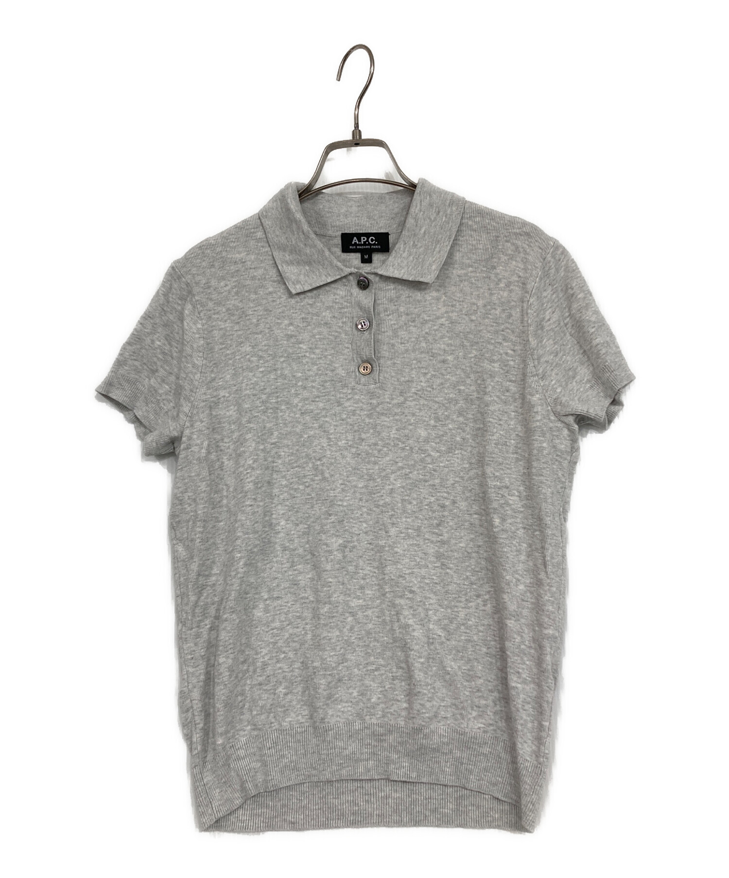 （未使用）A.P.C. ポロシャツ 中古・古着通販】A.P.C. (アーペーセー) ニットポロシャツ グレー