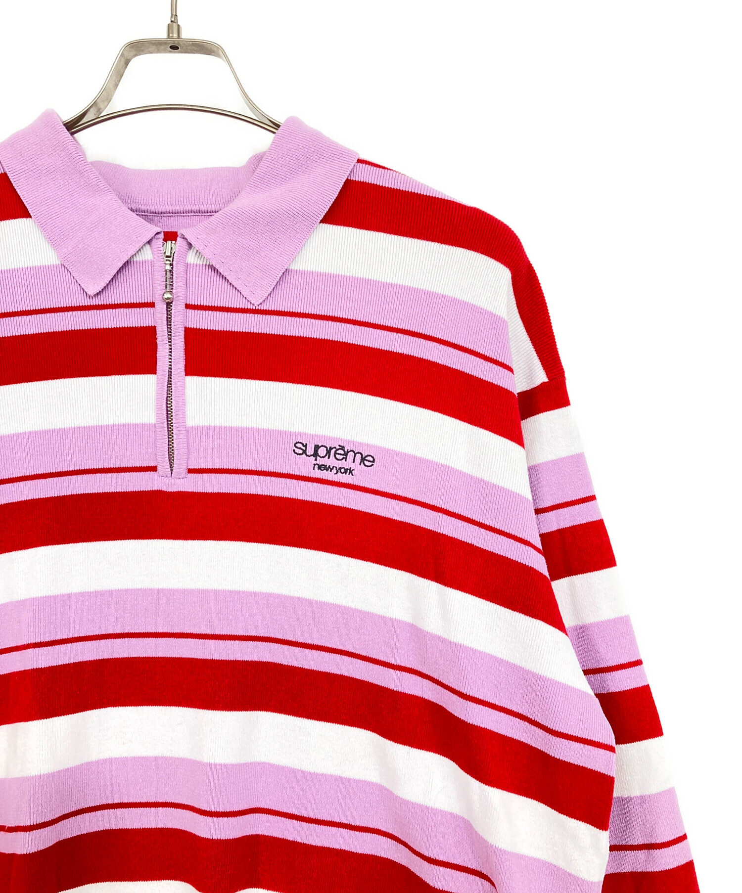 中古・古着通販】SUPREME (シュプリーム) STRIPE ZIP L/S POLO