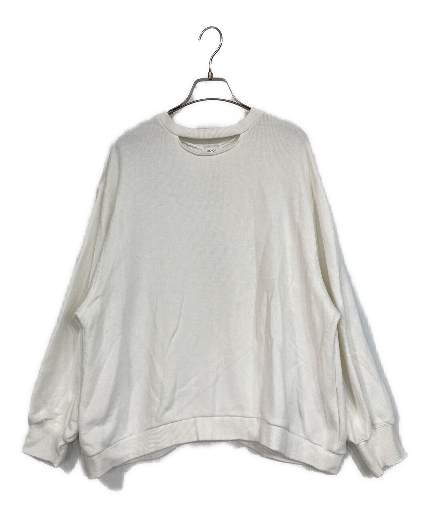 中古・古着通販】MANOF (マノフ) MOON SLASH NECK SWEAT ホワイト 