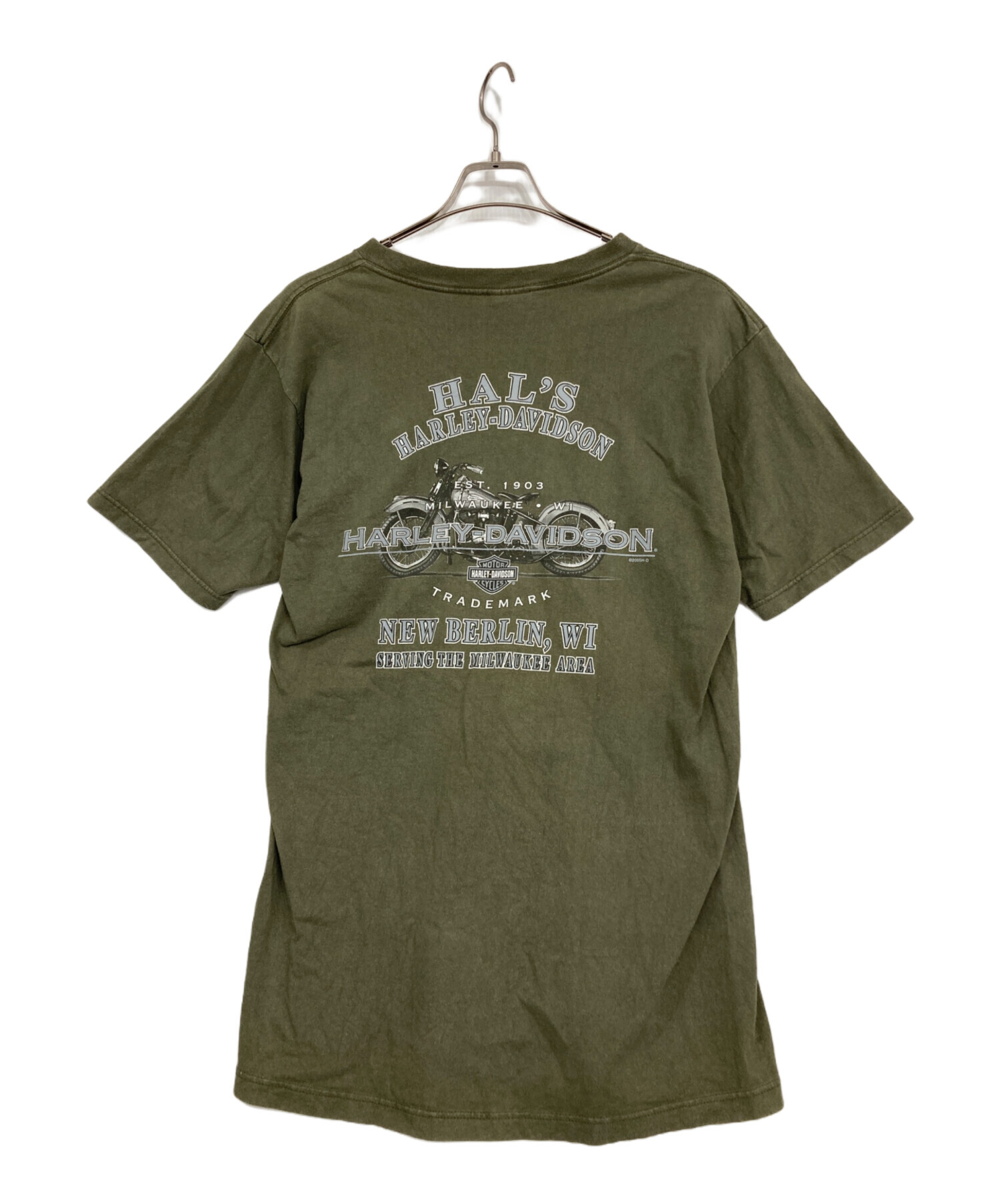 ハーレーダビッドソンTシャツ　X L相当　カーキ 中古・古着通販】HARLEY-DAVIDSON (ハーレーダビッドソン) ポケットT