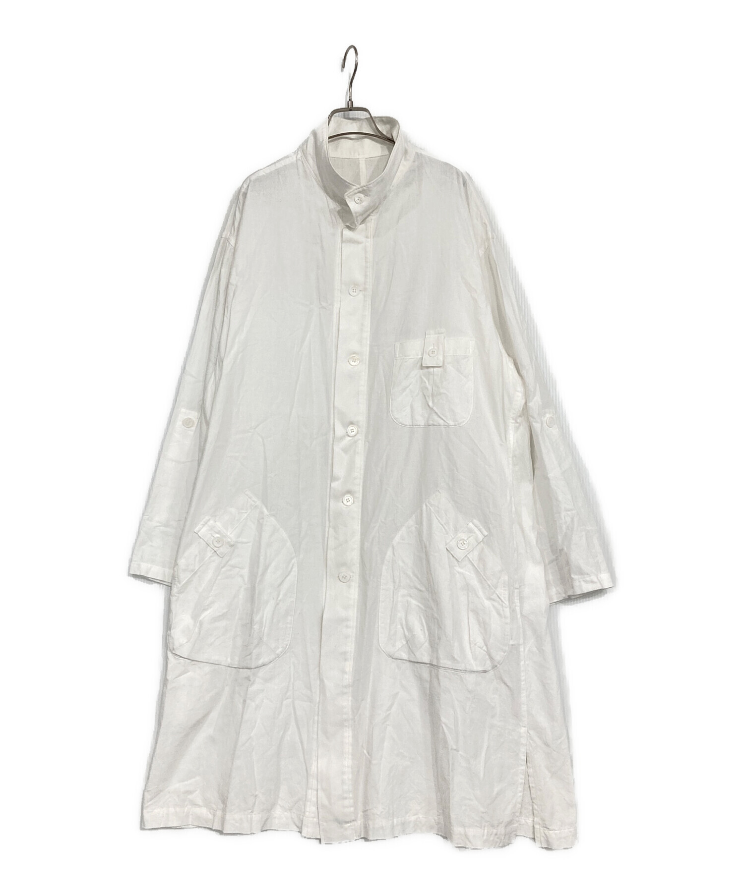 Yohji Yamamoto POUR HOMME ヨウジヤマモトプールオム 23SS HZ-B31-047 60／2 KHADI COTTON M-SHIRT COAT コットン シャツ コート ホワイト系 1【中古】 中古・古着通販】Yohji Yamamoto pour homme. (ヨウジヤマモト