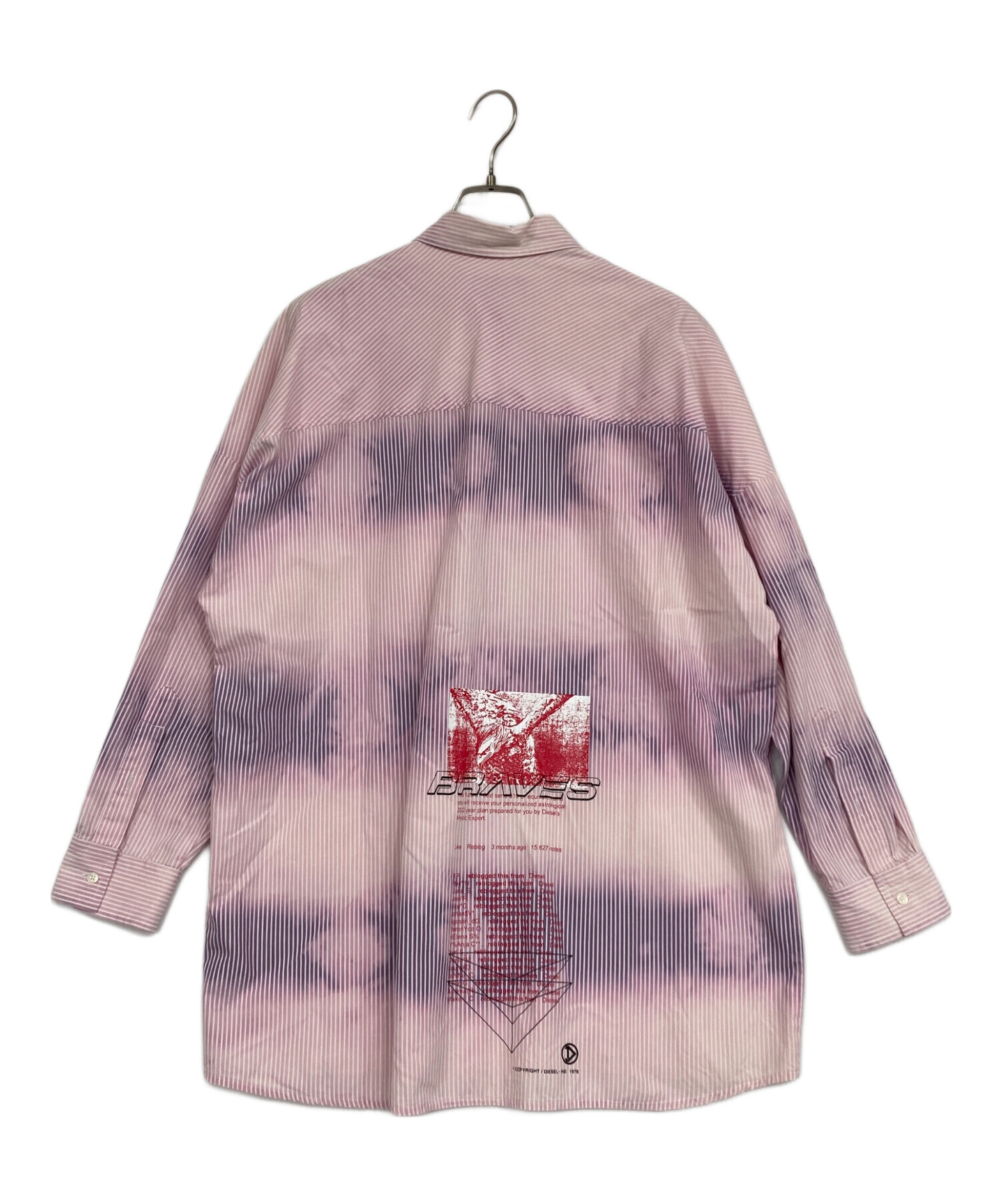 中古・古着通販】DIESEL (ディーゼル) グラデストライプシャツ ピンク
