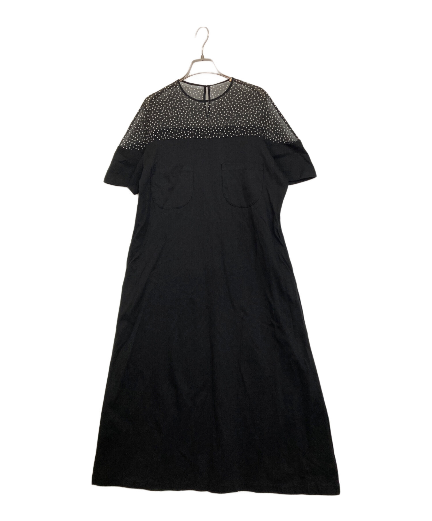 AKIRA NAKA ドット　ワンピース 中古・古着通販】AKIRA NAKA (アキラナカ) シアードット切替ワンピース