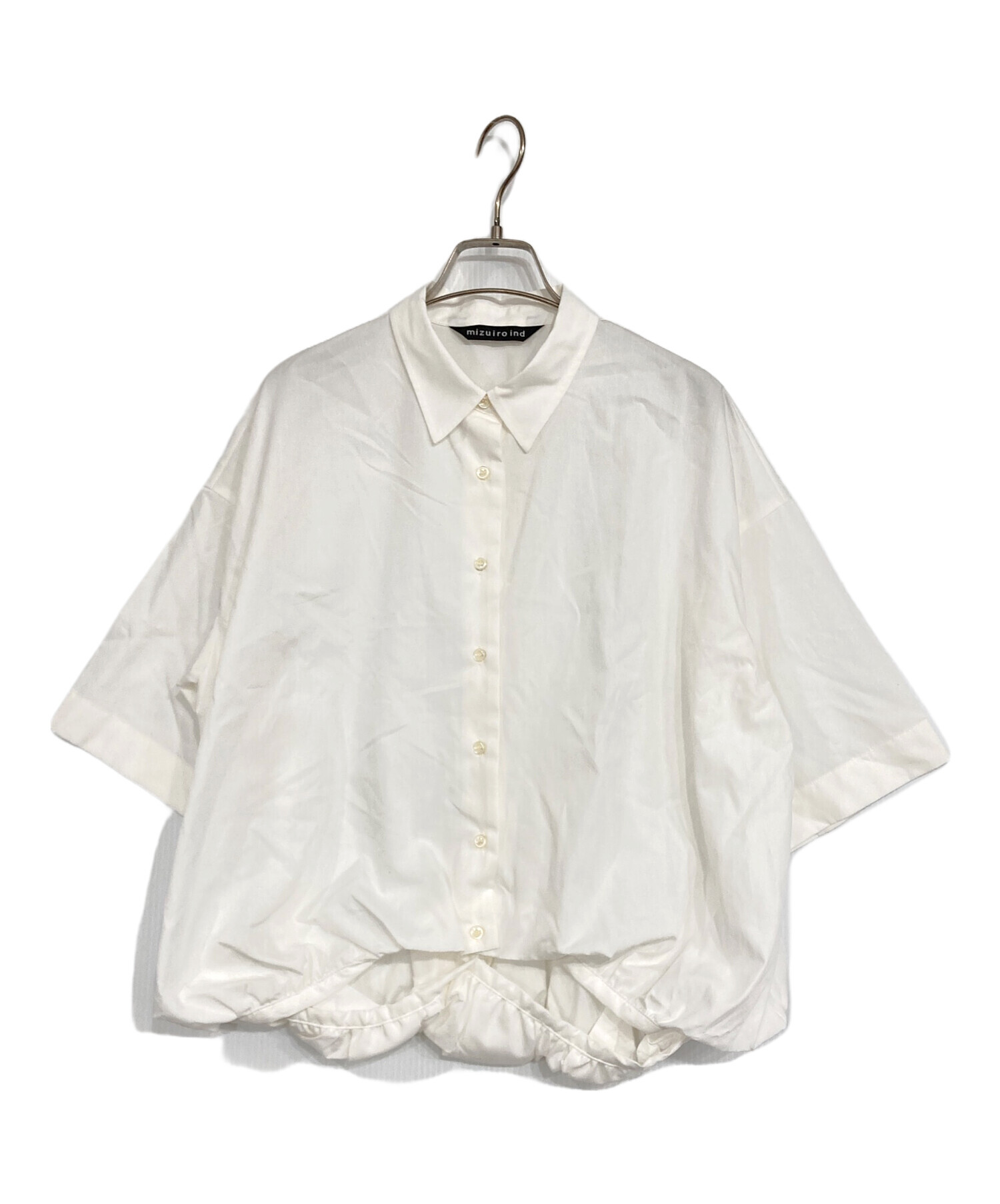 美品　mizuiro ind レース白半袖シャツ 中古・古着通販】mizuiro-ind (ミズイロインド) 半袖シャツ